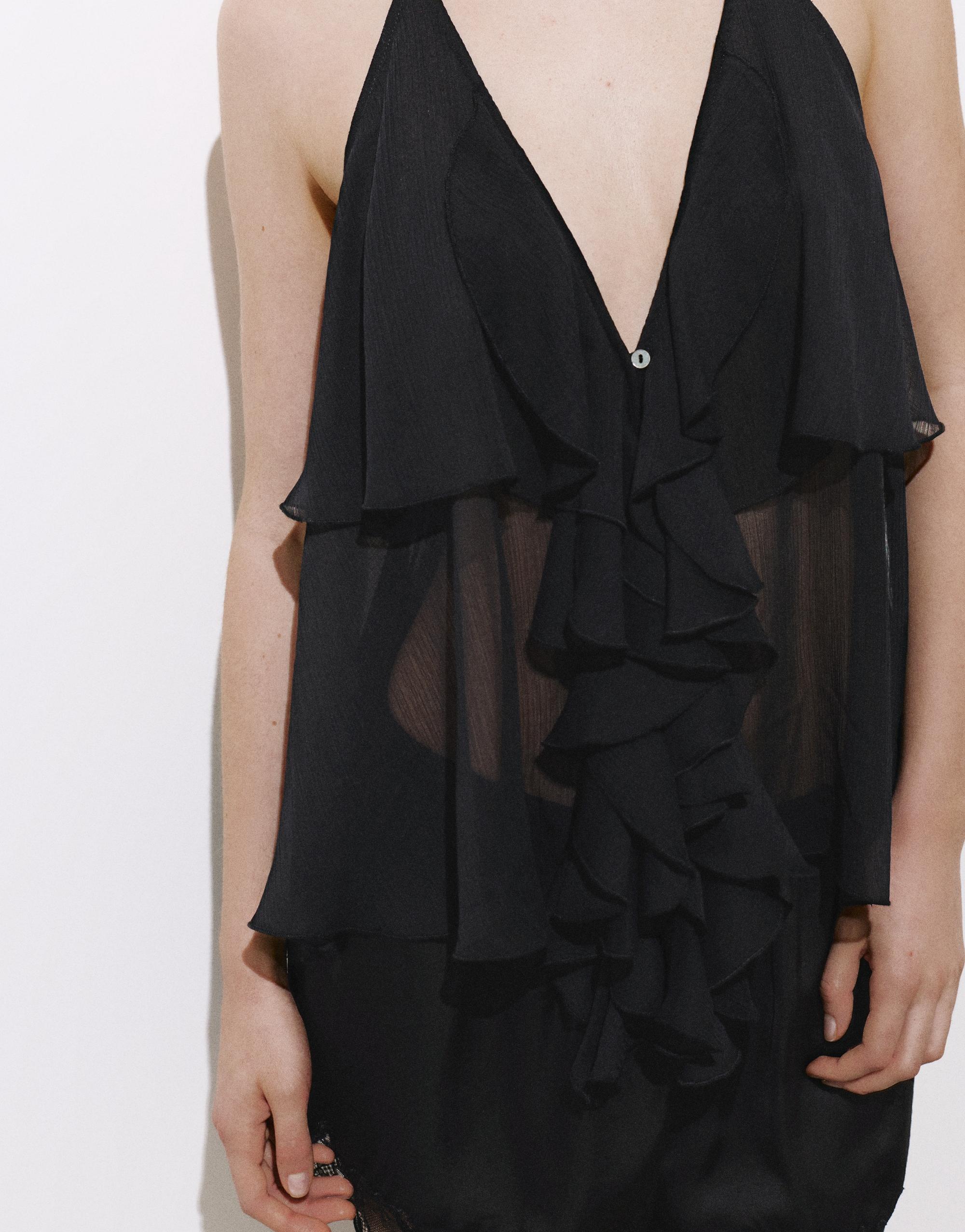 Halter top with ruffles — Black