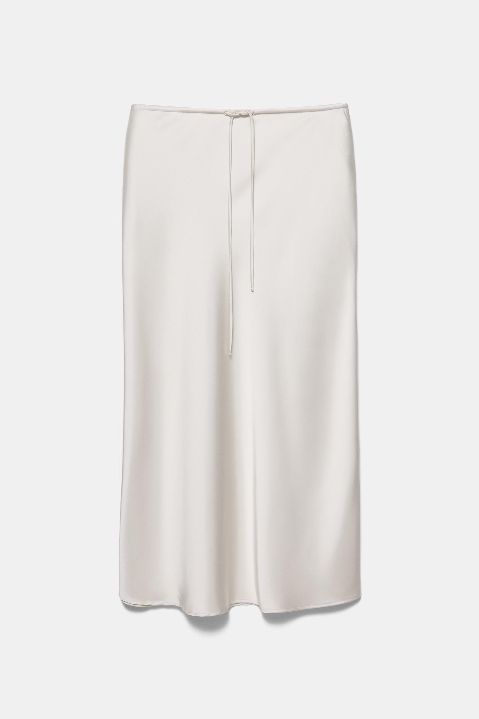 Satin midi skirt — Ecru