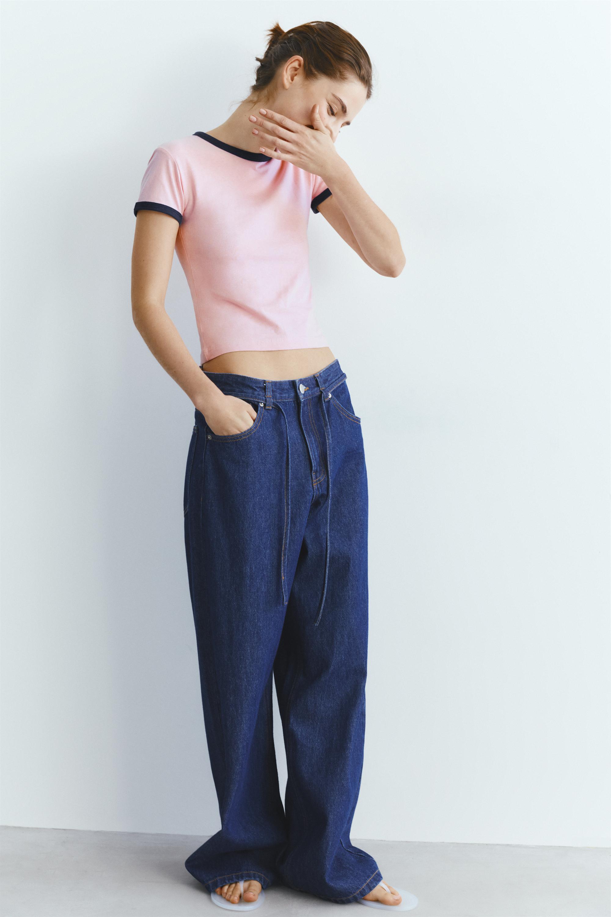 Short sleeve ribbed T-shirt — Pink
