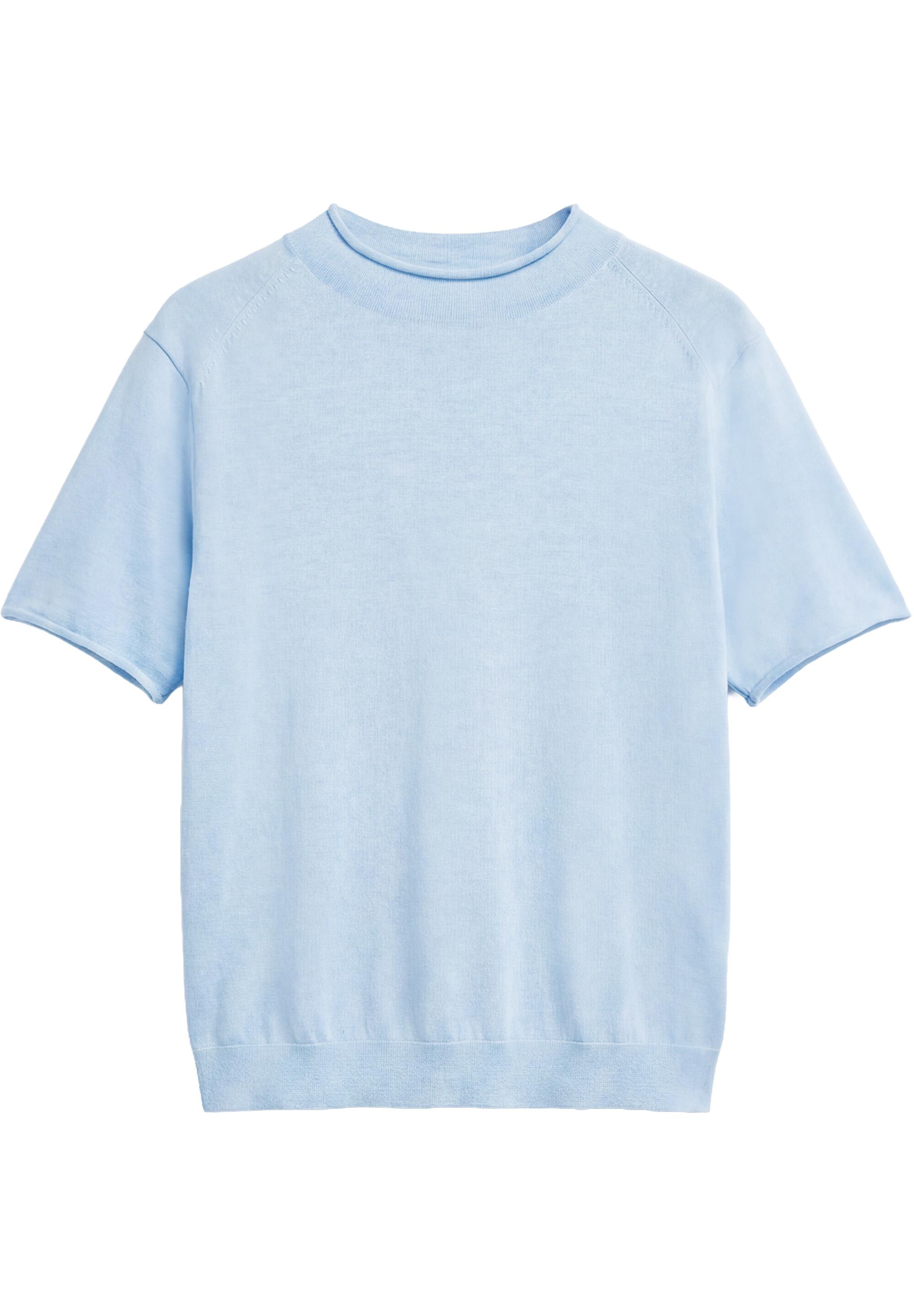 Fine knit short sleeve T-shirt — Pastel blue