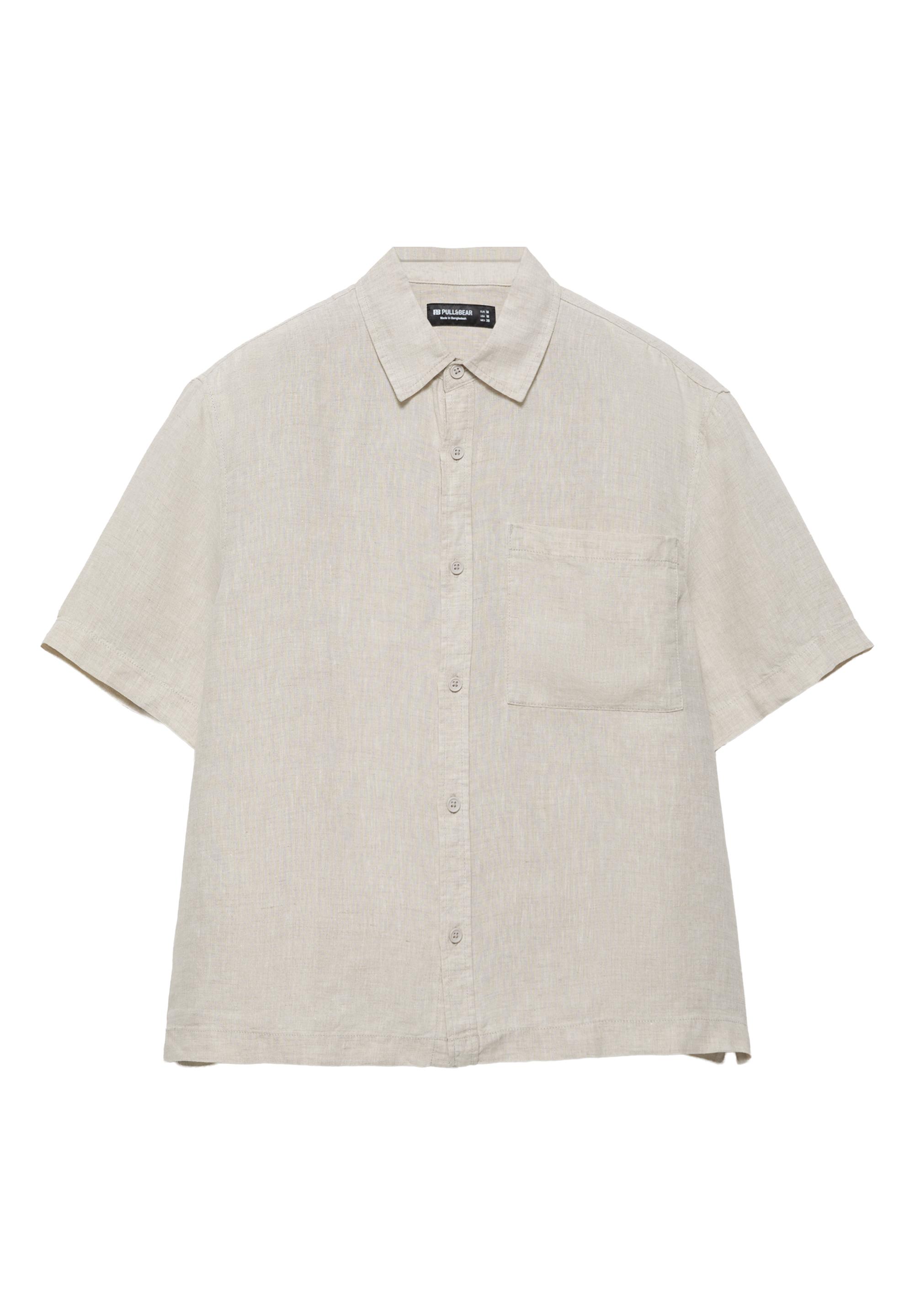 100% linen short sleeve shirt — Beige