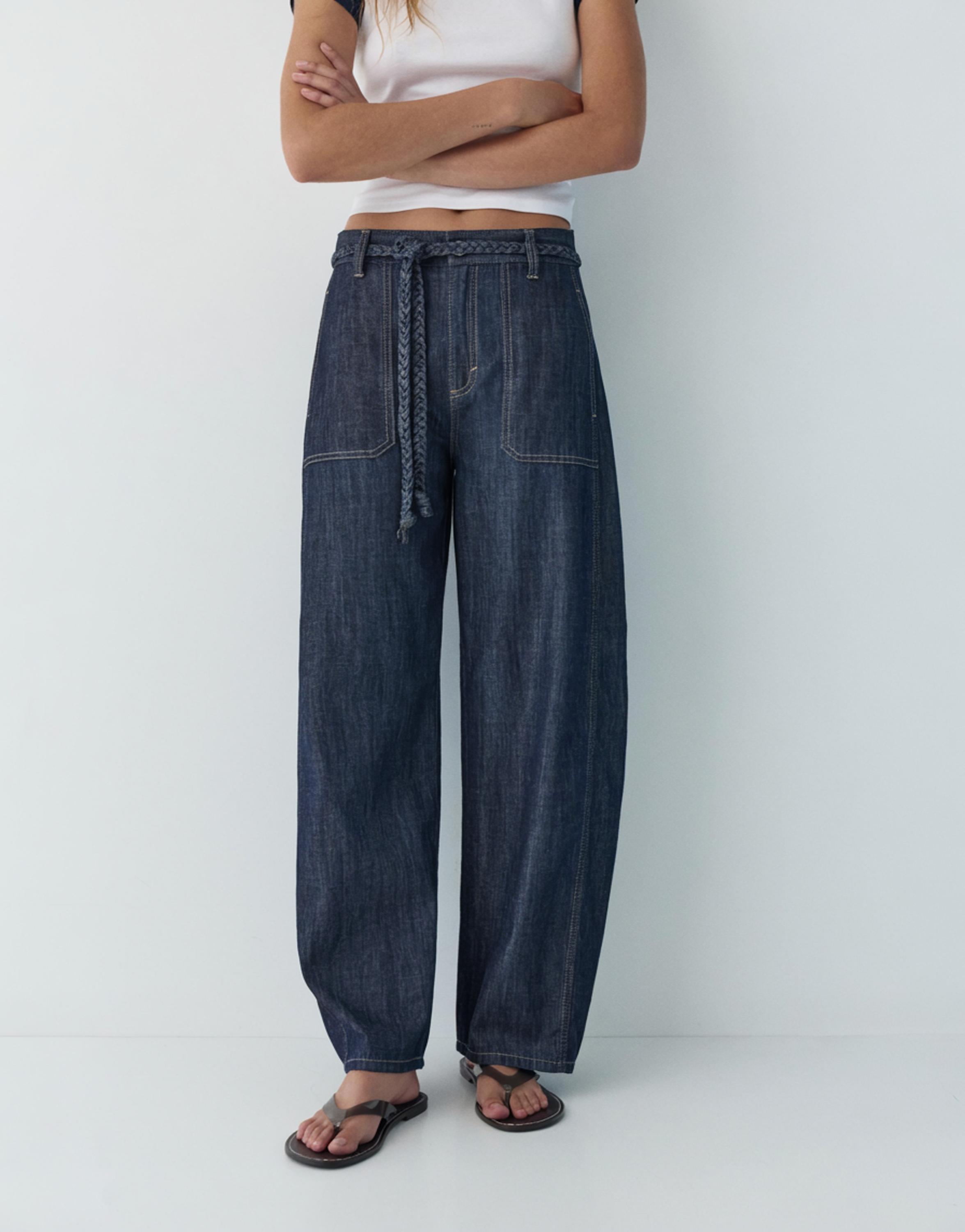 Balloon jeans with drawstring — Navy