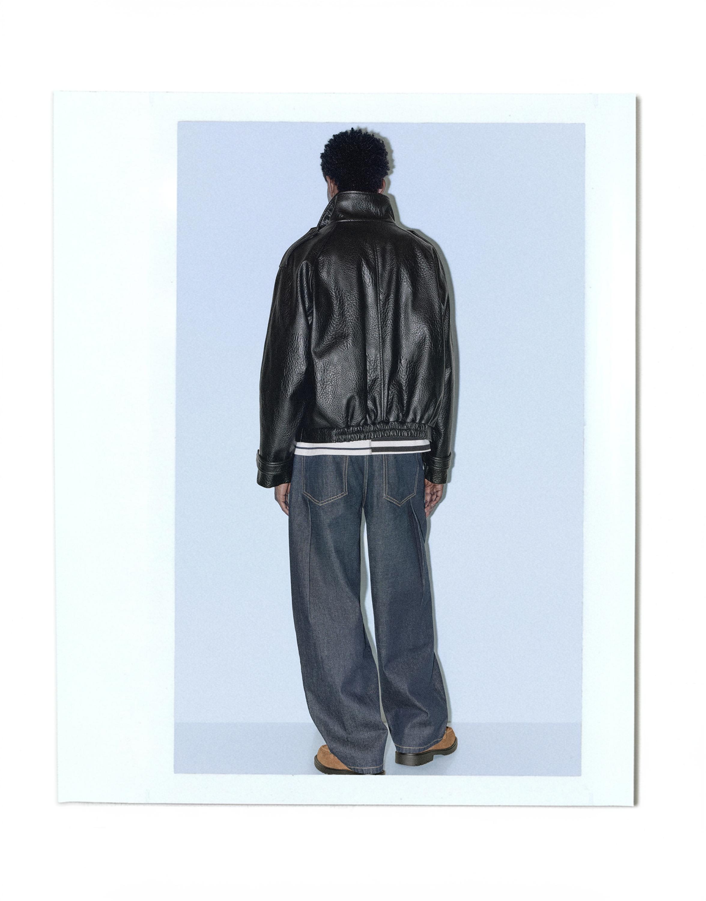 Textured leather effect jacket — Black