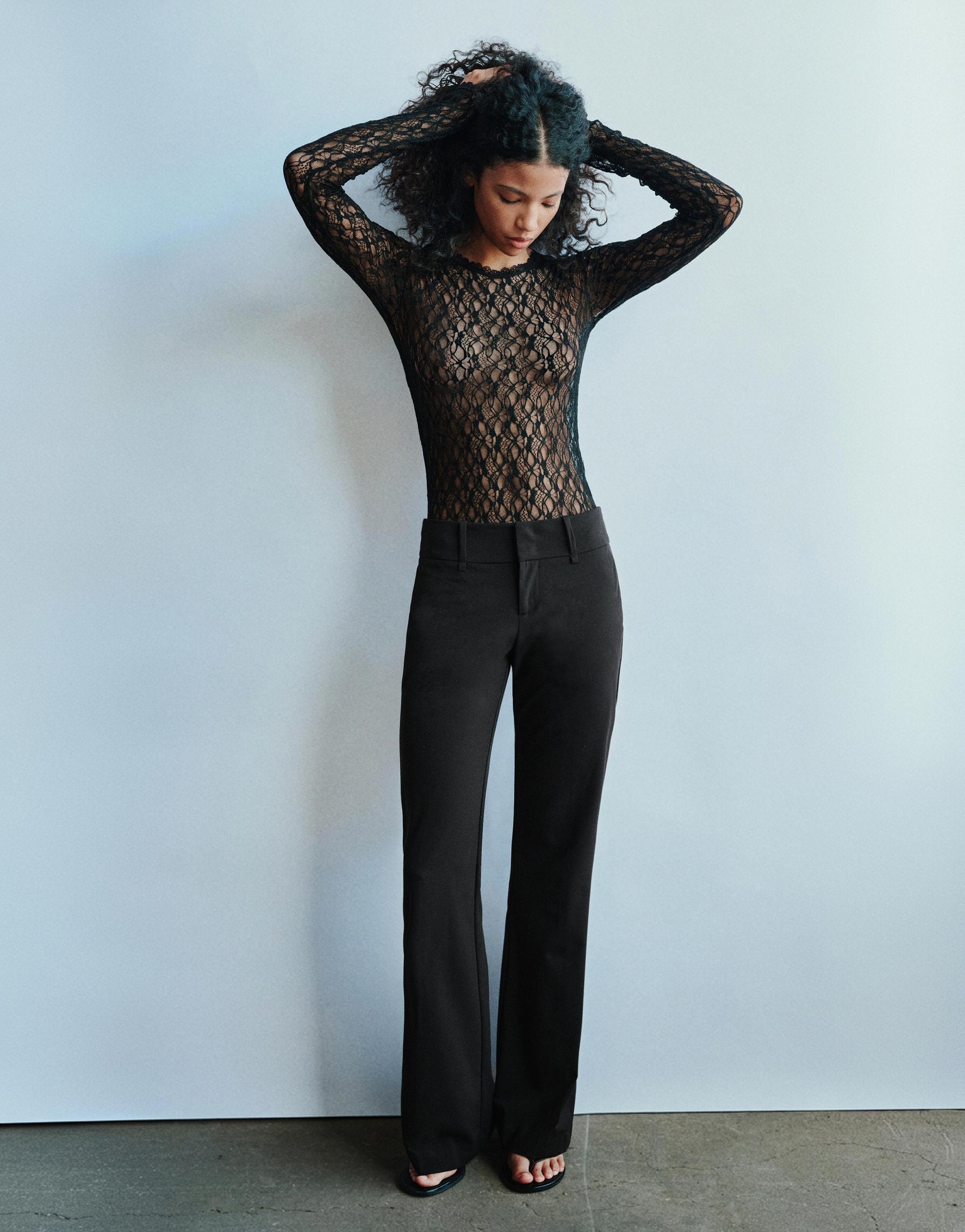 Flared trousers with belt loops — Black