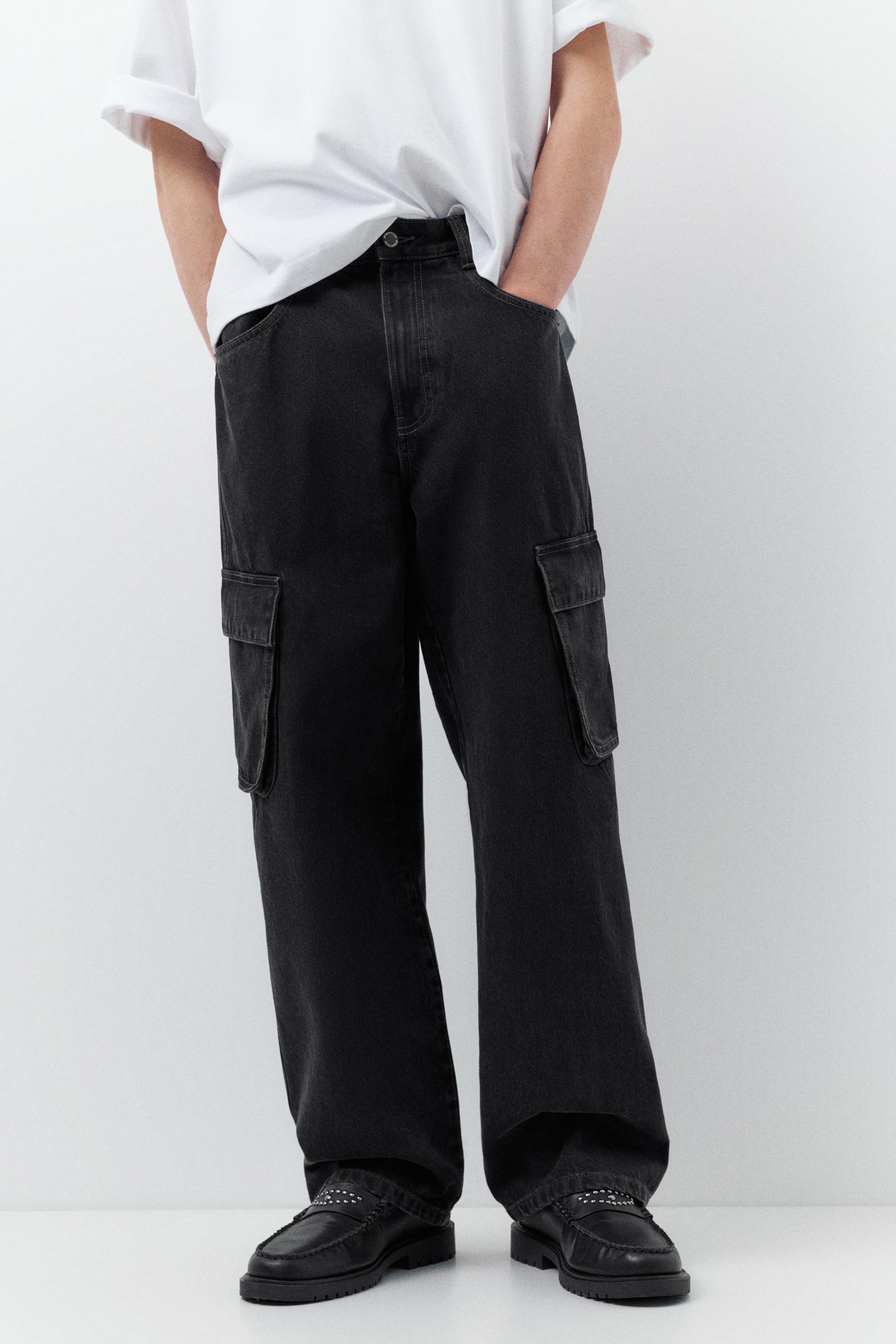 Baggy cargo jeans — Faded black