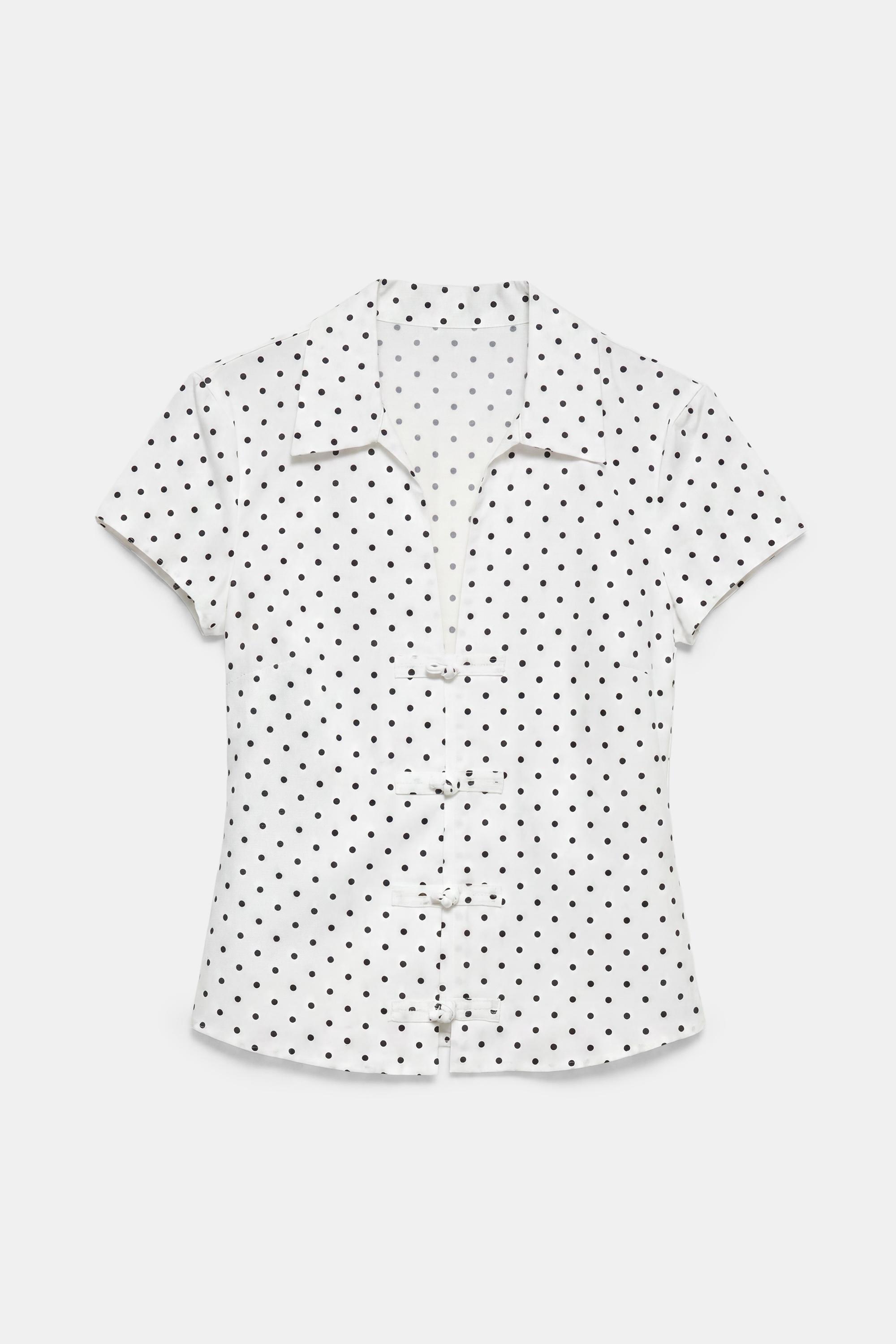 Short sleeve shirt with toggles — White/Black