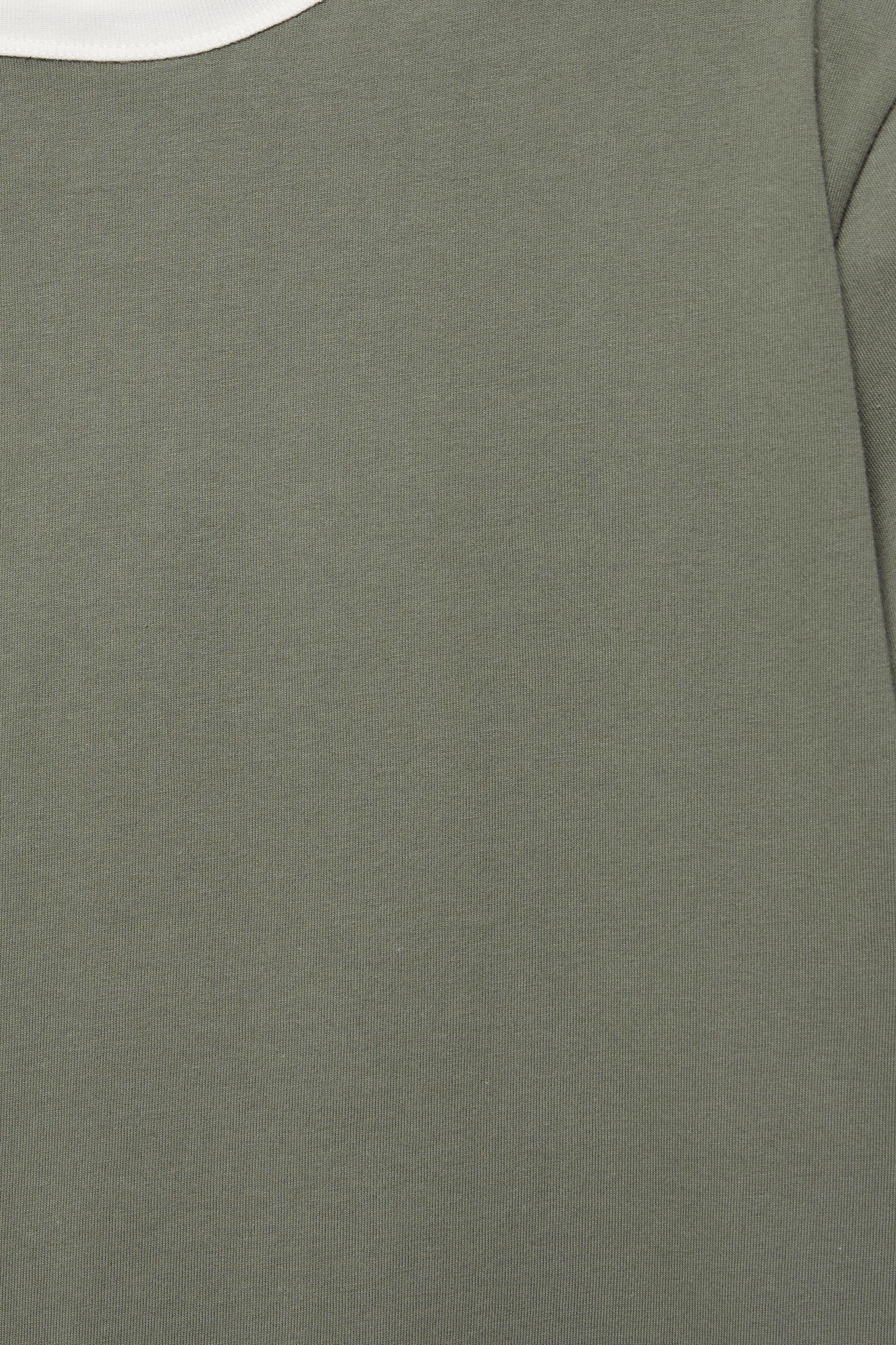Contrast trim T-shirt — Khaki