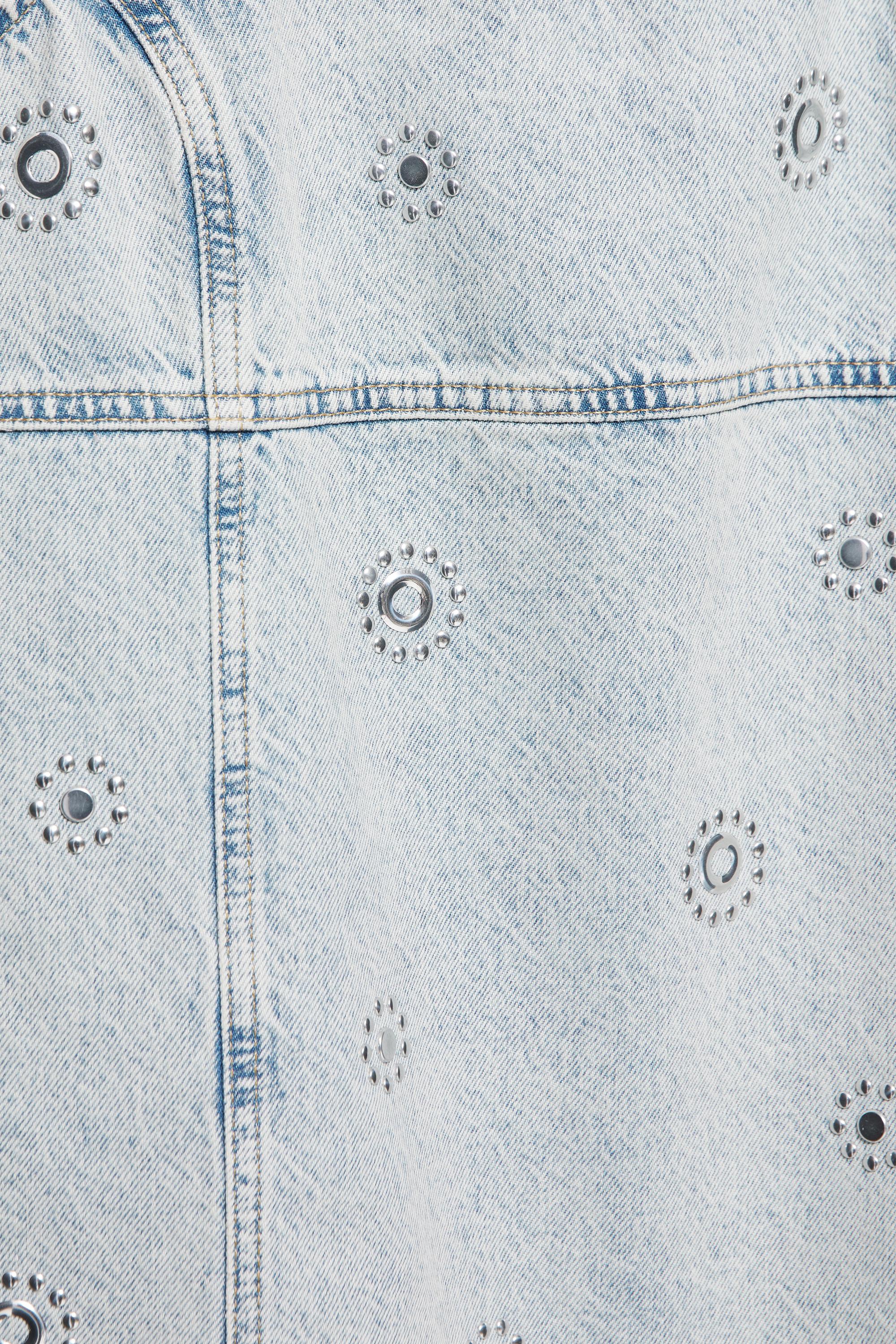 Short studded denim dress — Pale blue