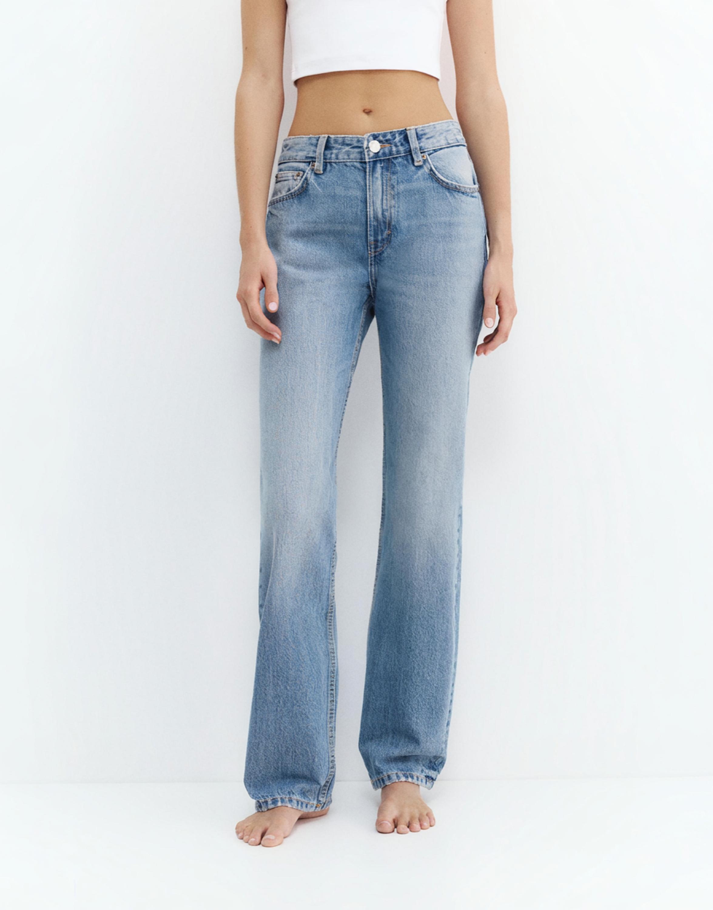 Mid-waist straight-leg jeans