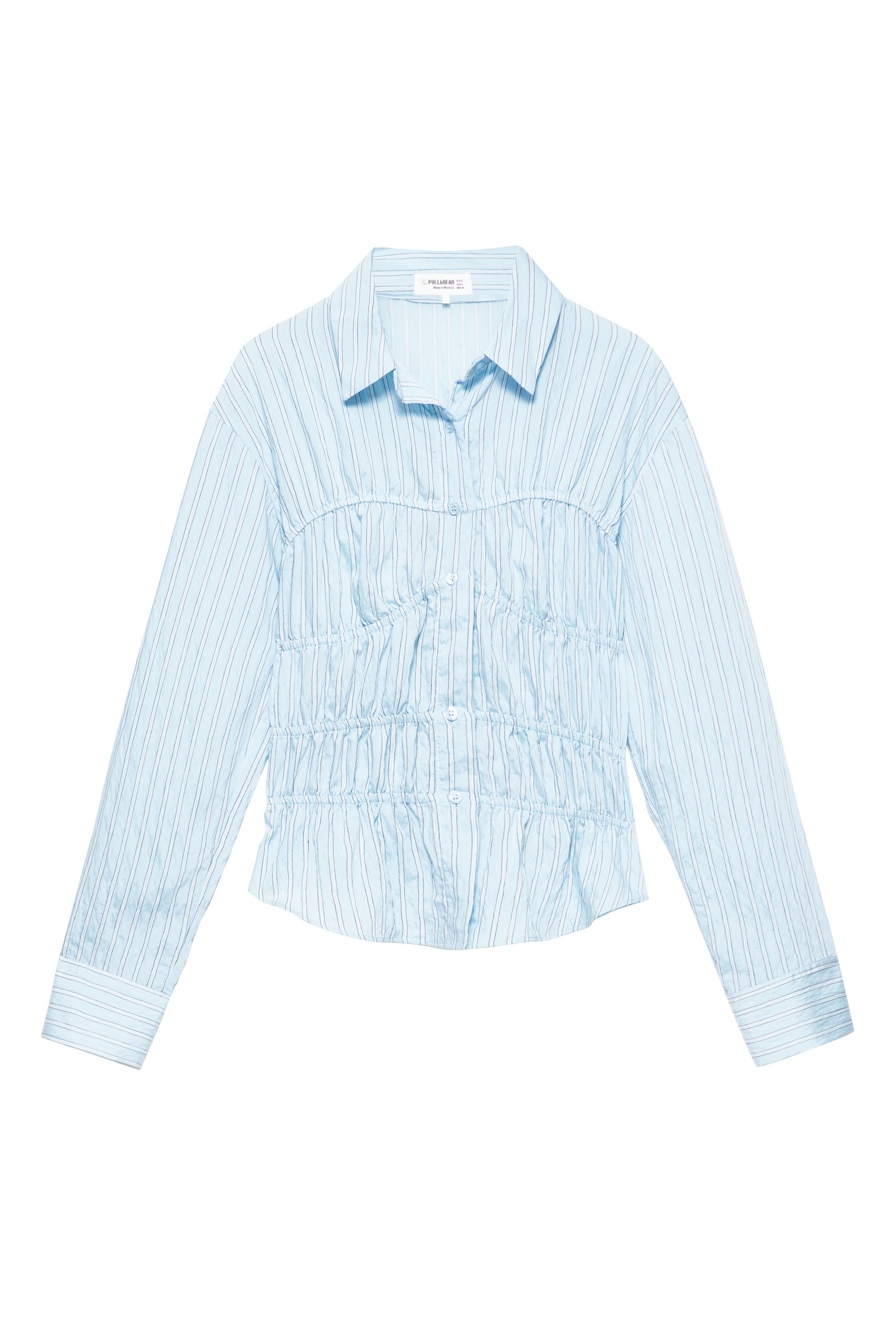 Camisa manga larga rayas frunces