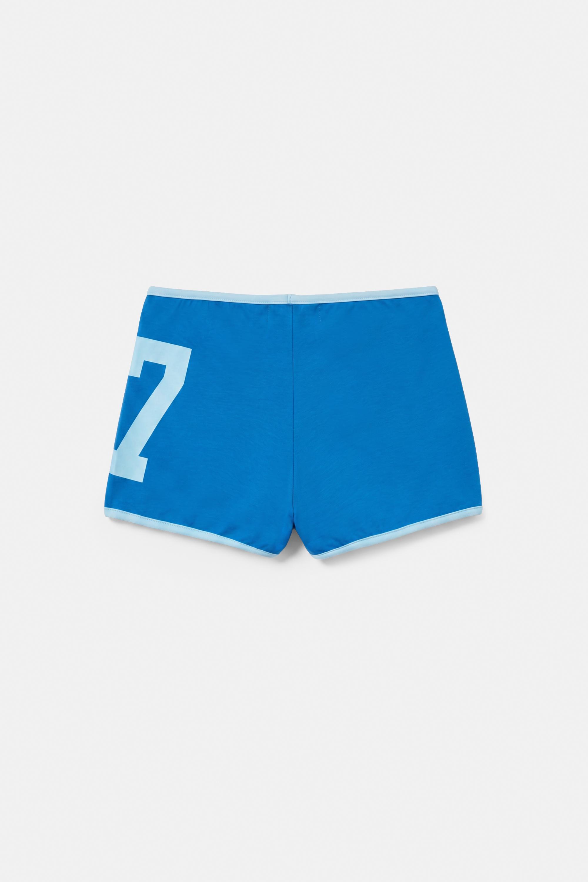 Argentina graphic ribbed mini shorts — Blue