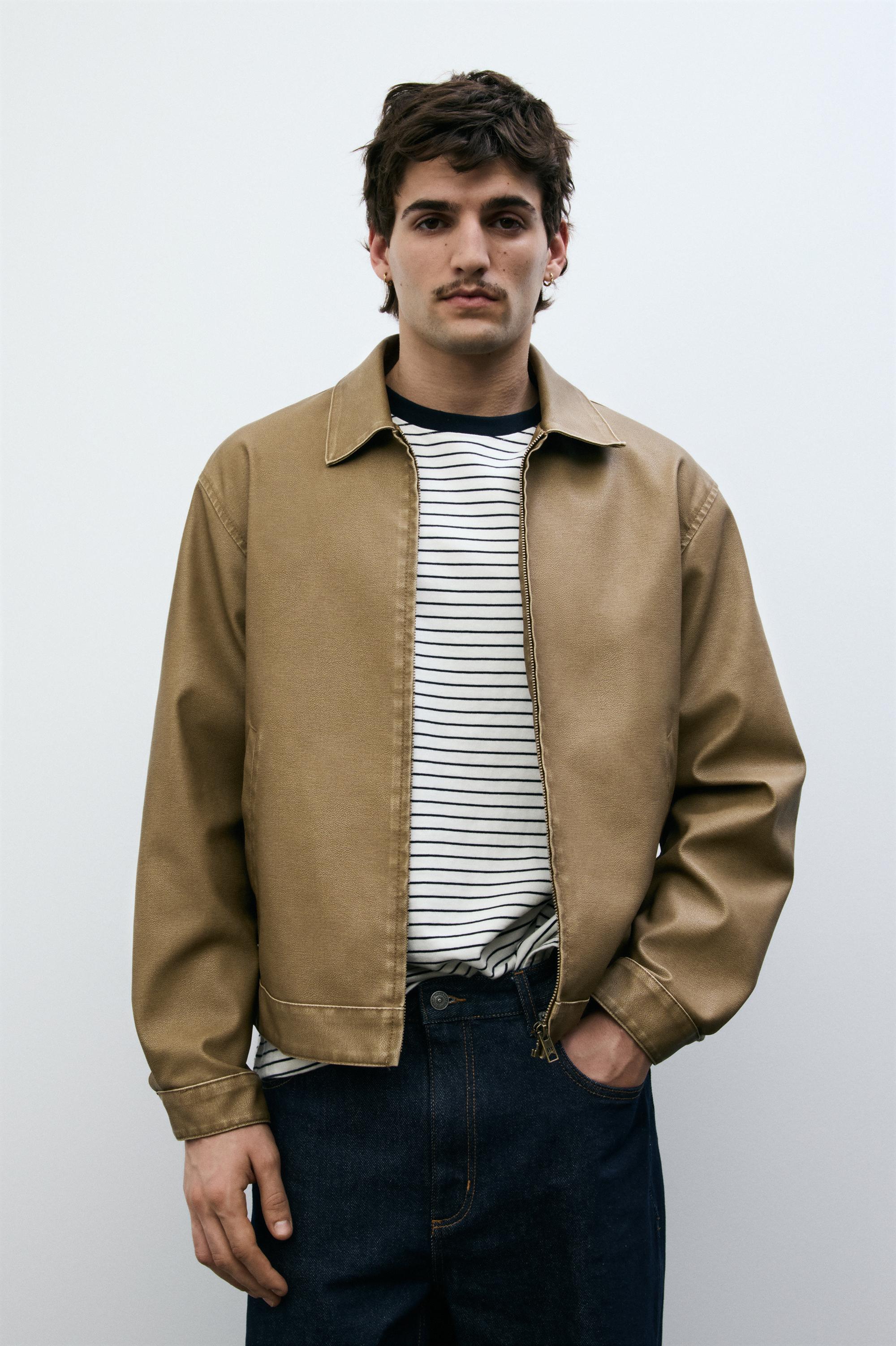 Yıkanmış suni deri ceket - Görsel 17