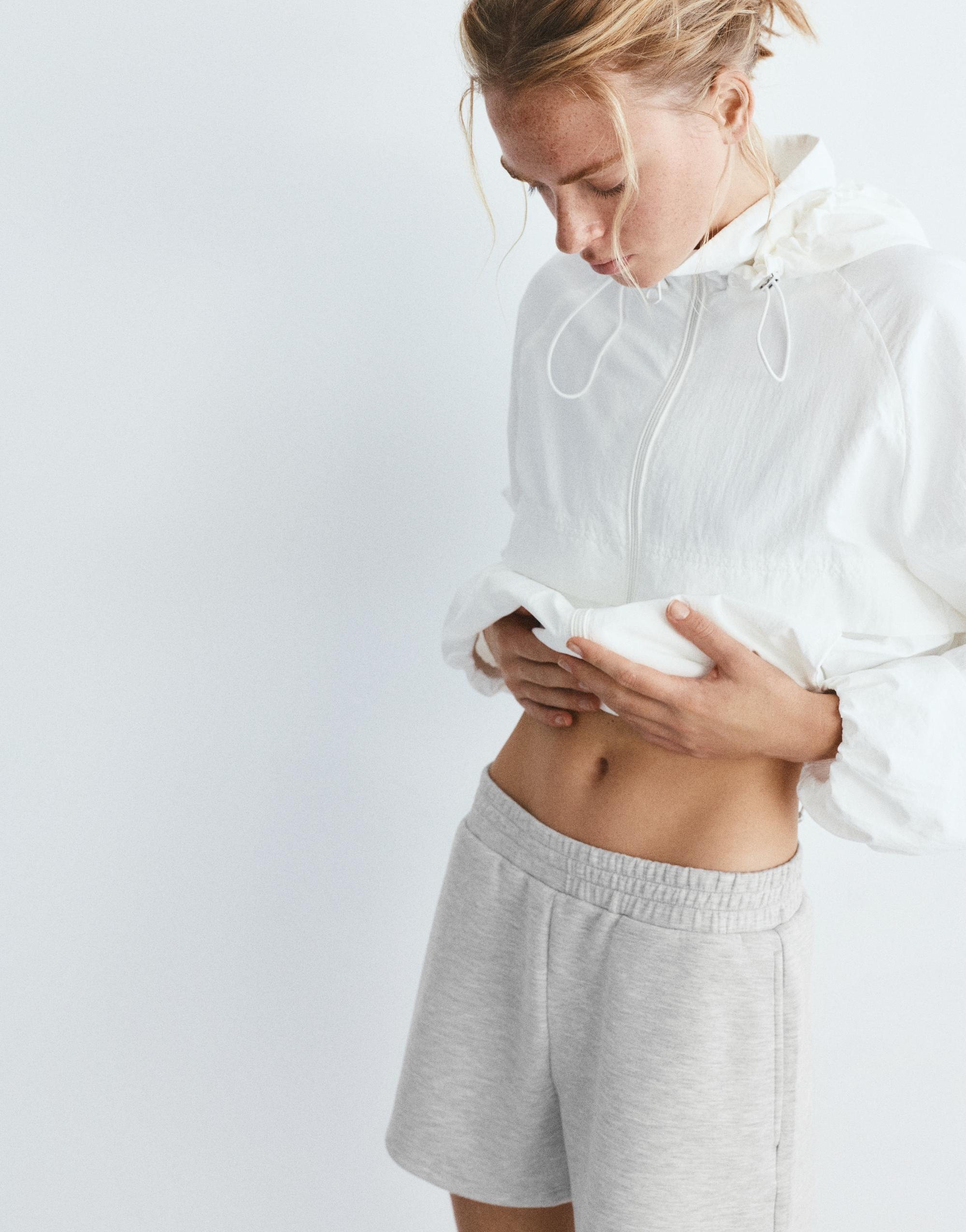 Soft touch sports shorts — Grey marl