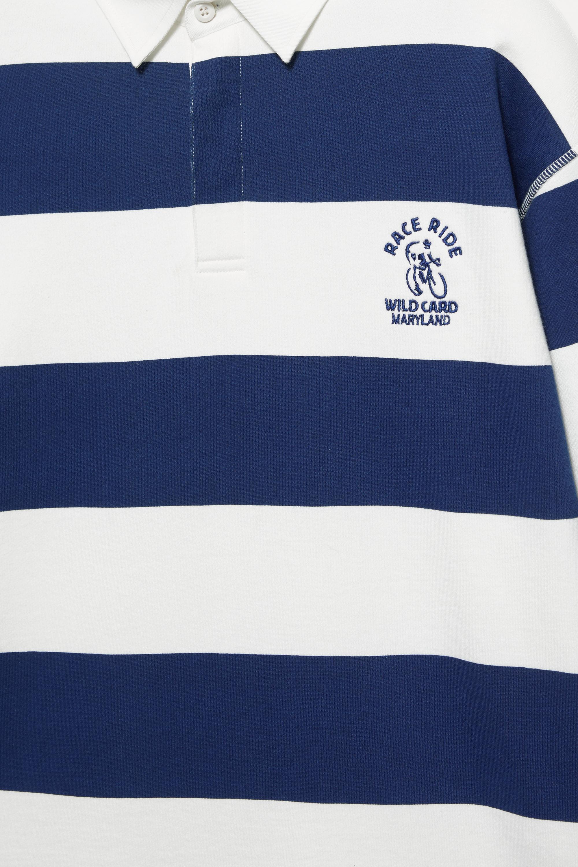 Bisikletçi nakışlı çizgili polo tişört - Görsel 5