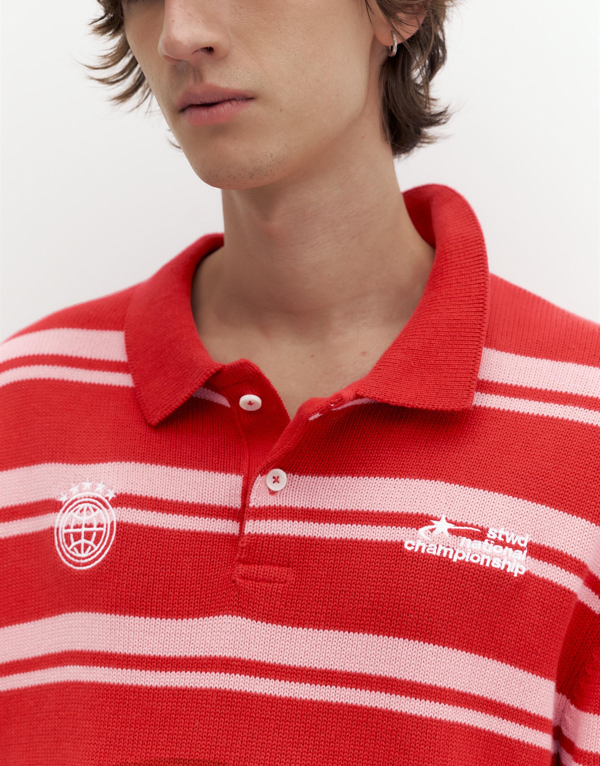 STWD striped knit polo shirt — Red