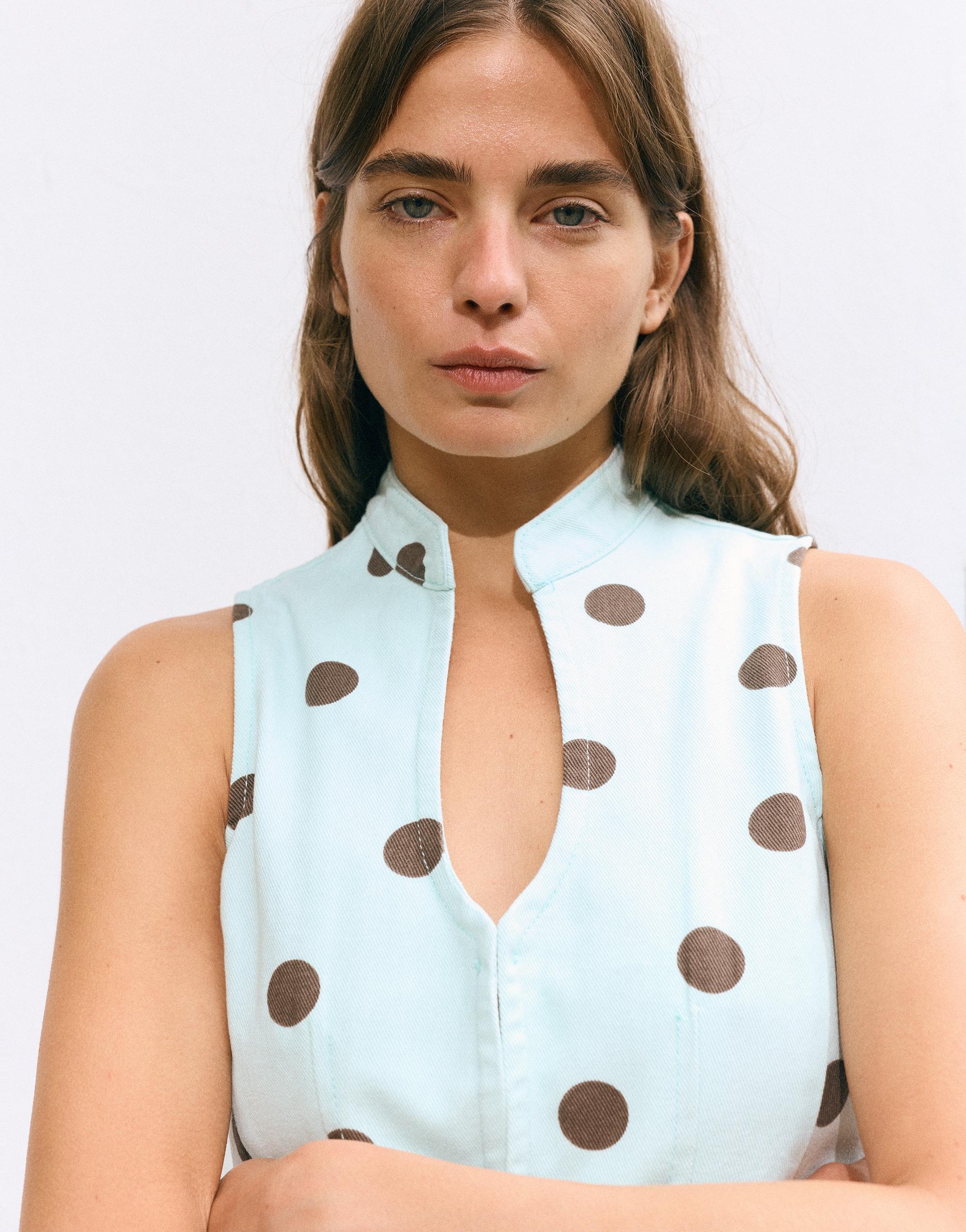 Polka dot cut-out top — Turquoise