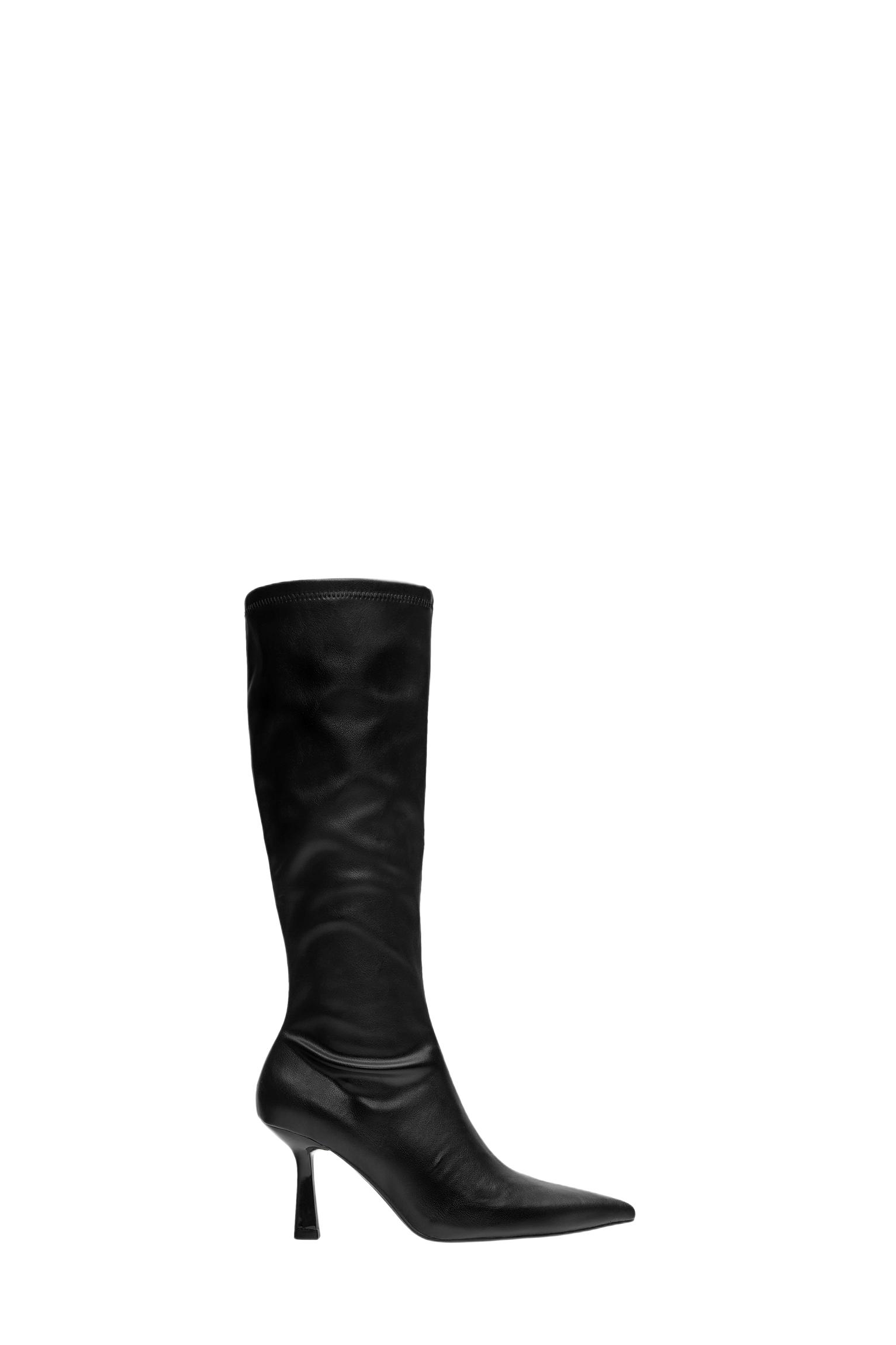 Stretch high-heel knee-high boots — Black
