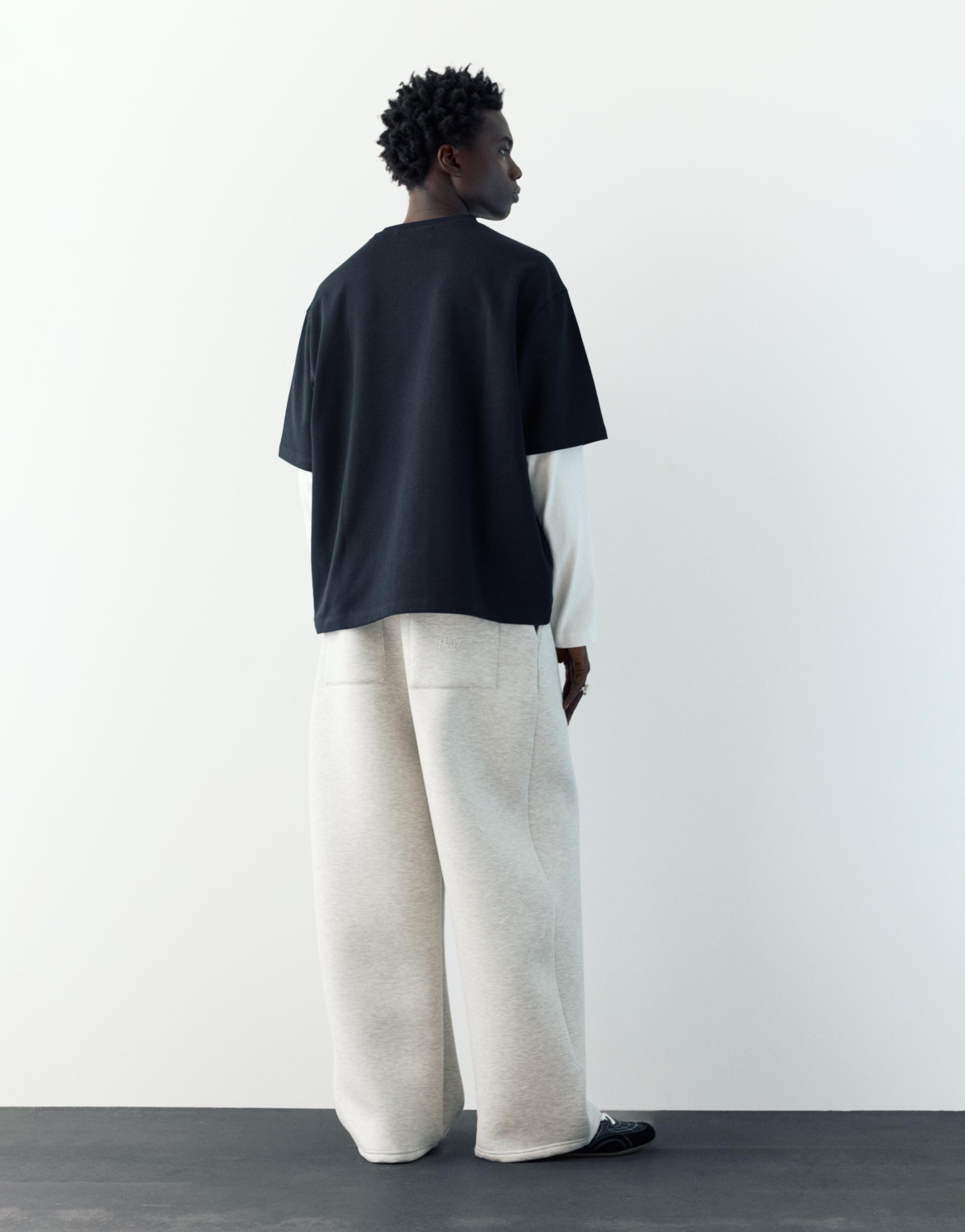 Balloon fit tracksuit bottoms — Grey marl
