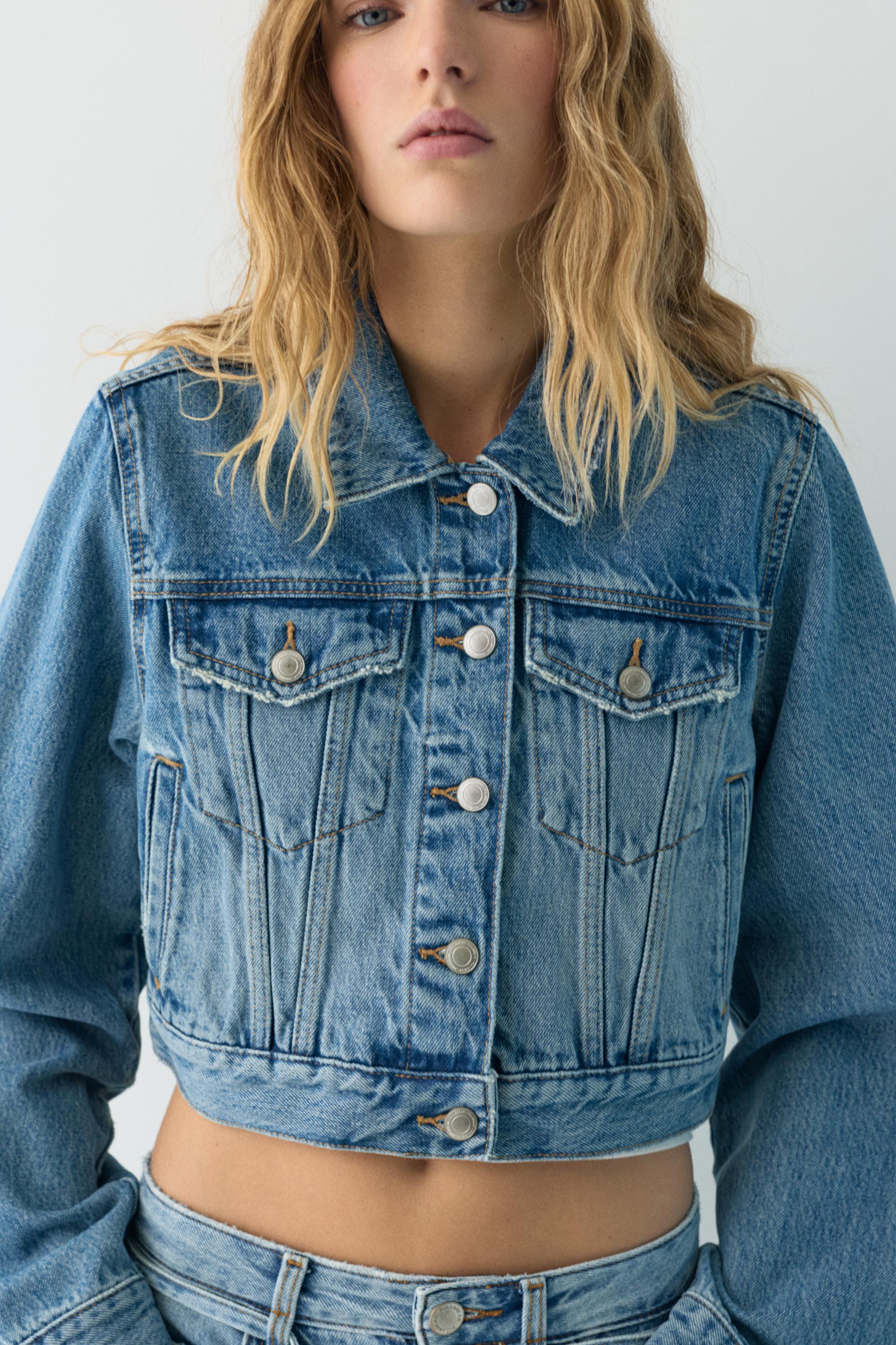 Cropped denim jacket — Medium blue