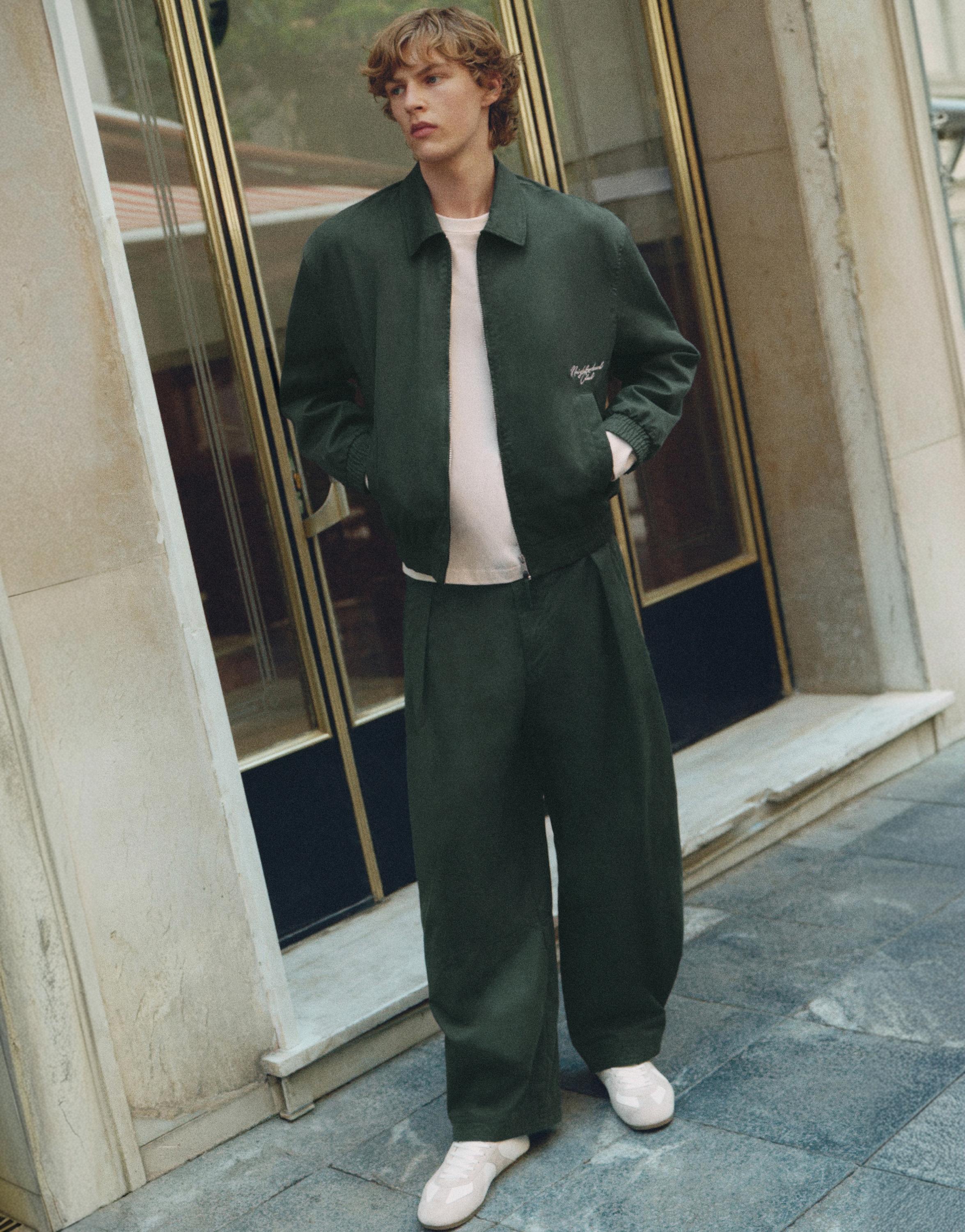 Embroidered jacket — Bluish green