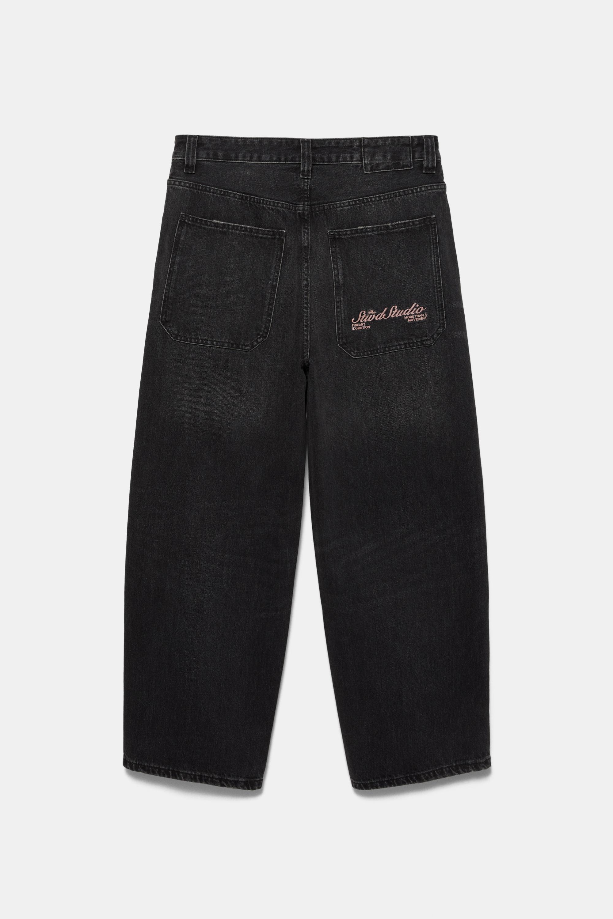 Embroidered skater jeans — Faded black