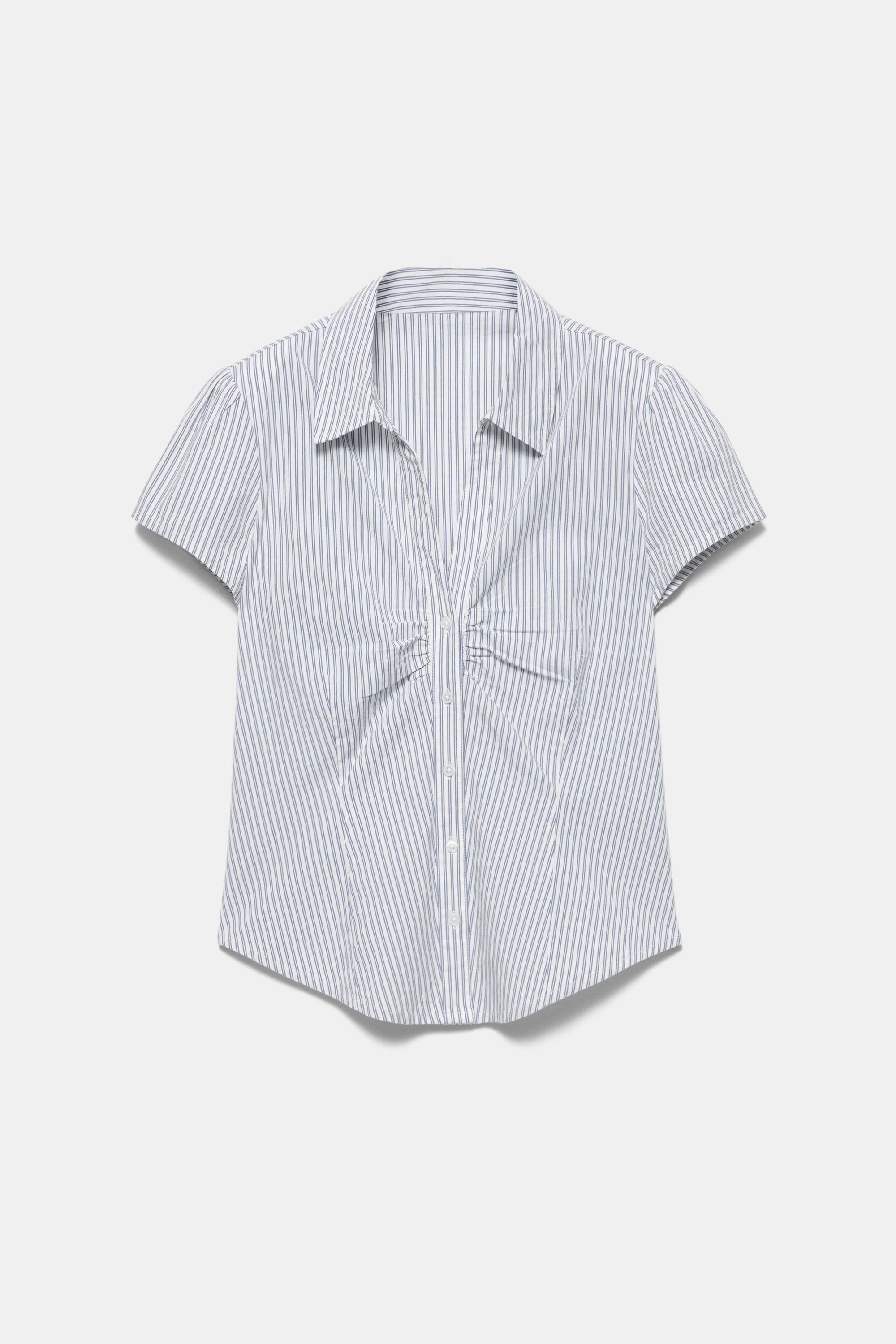 Slim fit short sleeve shirt — Blue/White