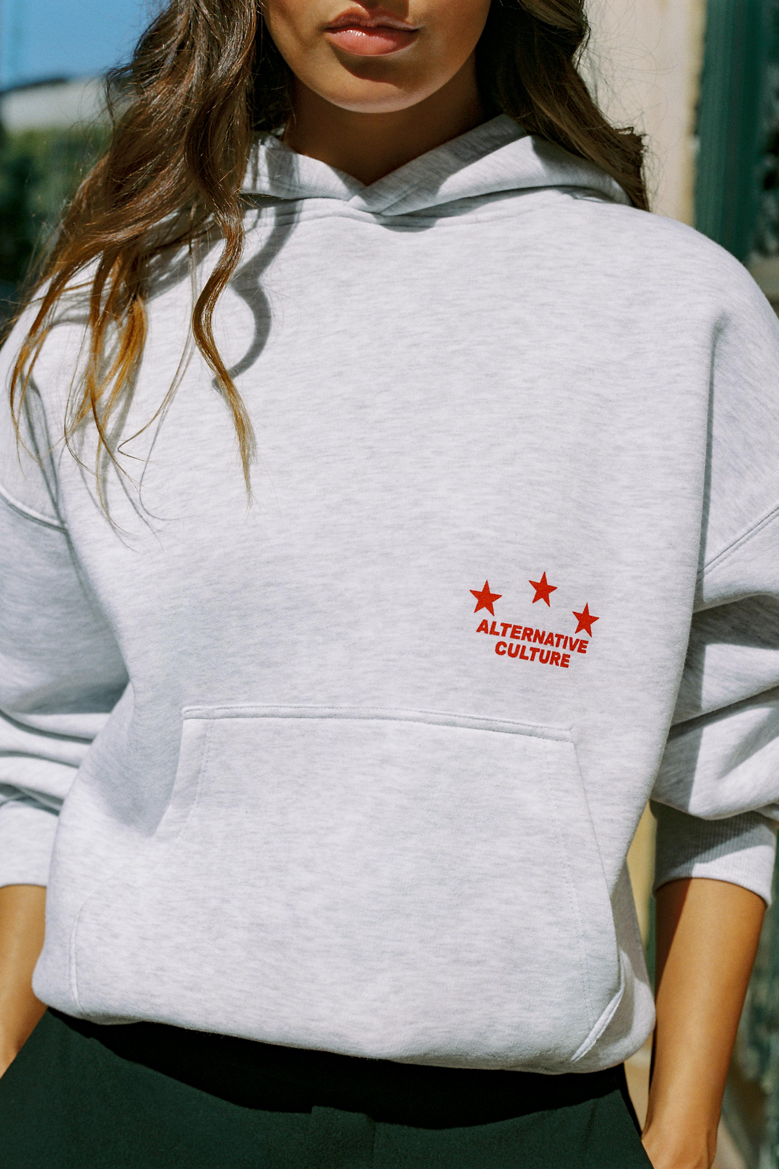 Pull&Bear Yıldız grafik baskılı kapüşonlu sweatshirt
