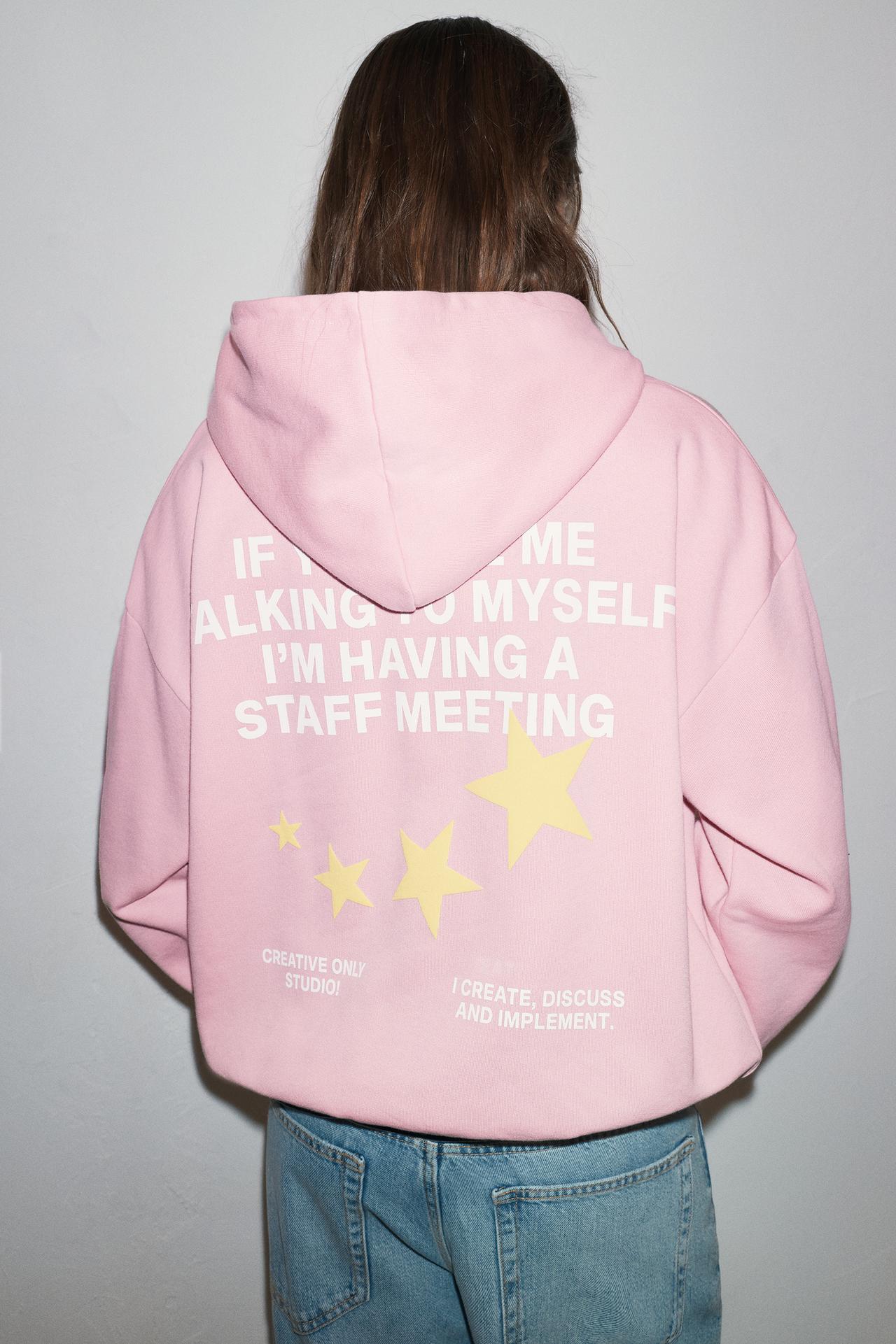 Star graphic hood sweatshirt — Pink