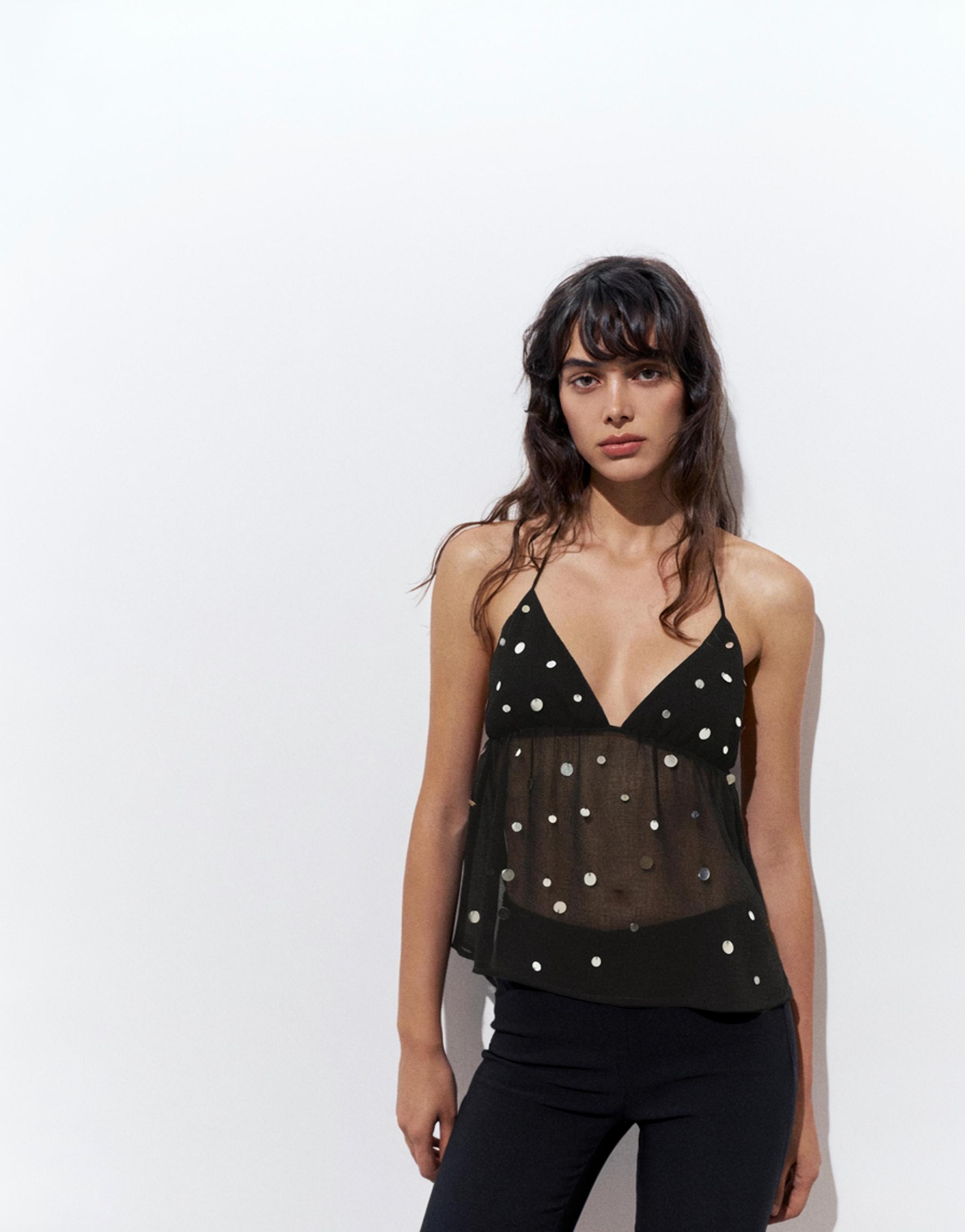 Mirror halter top — Black