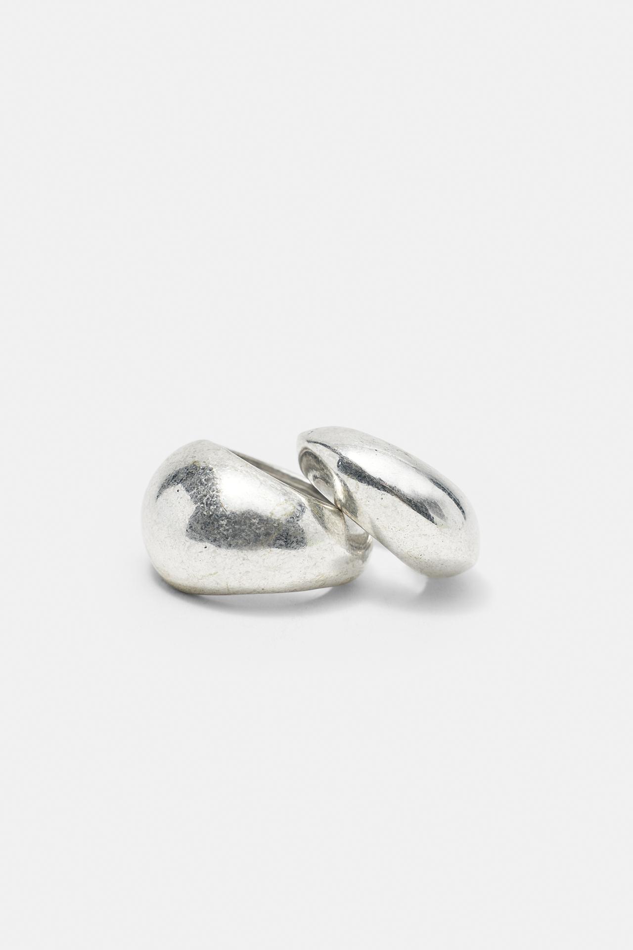 3-pack of stone rings — Silver