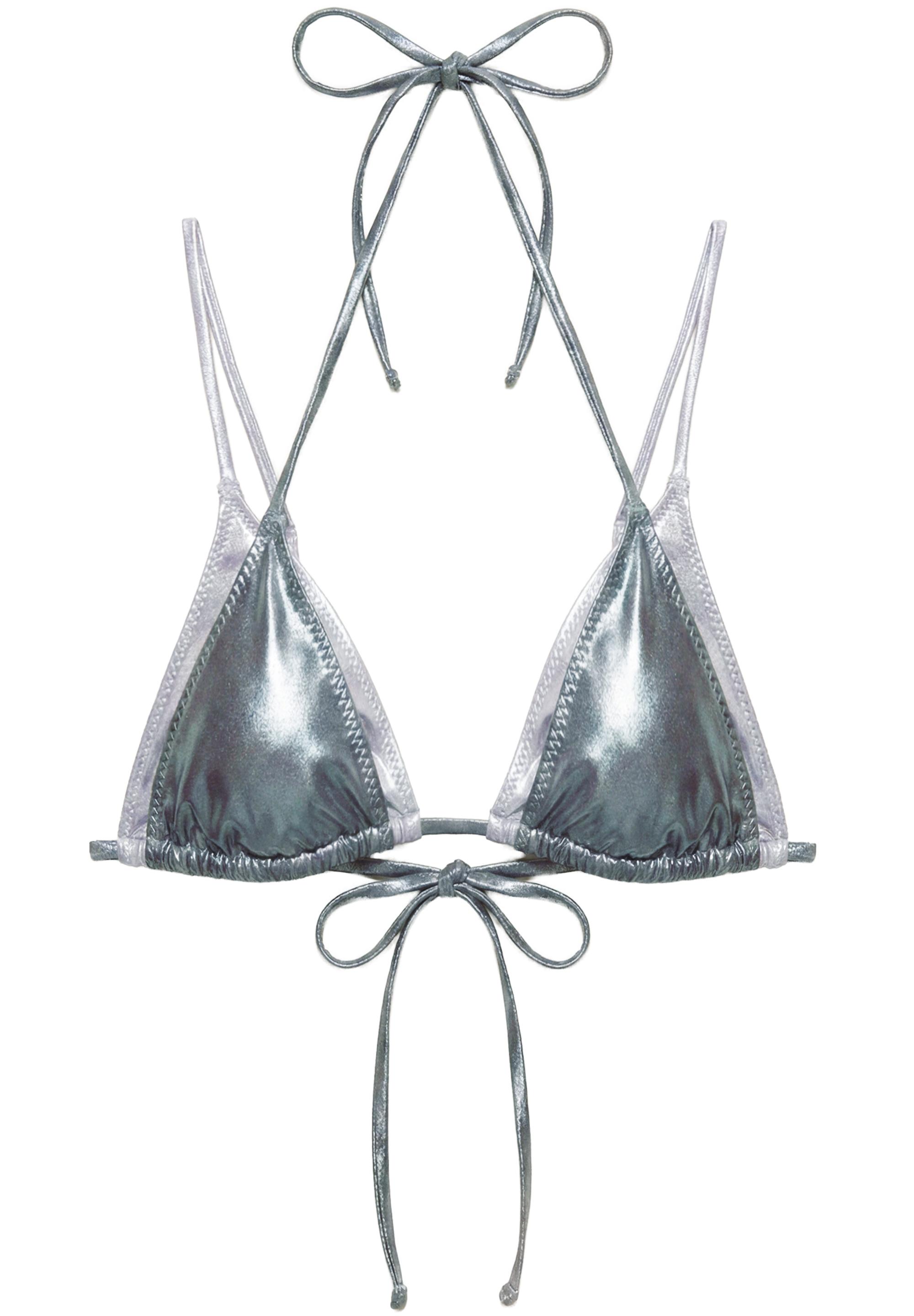 Metallic double bikini top — Grey