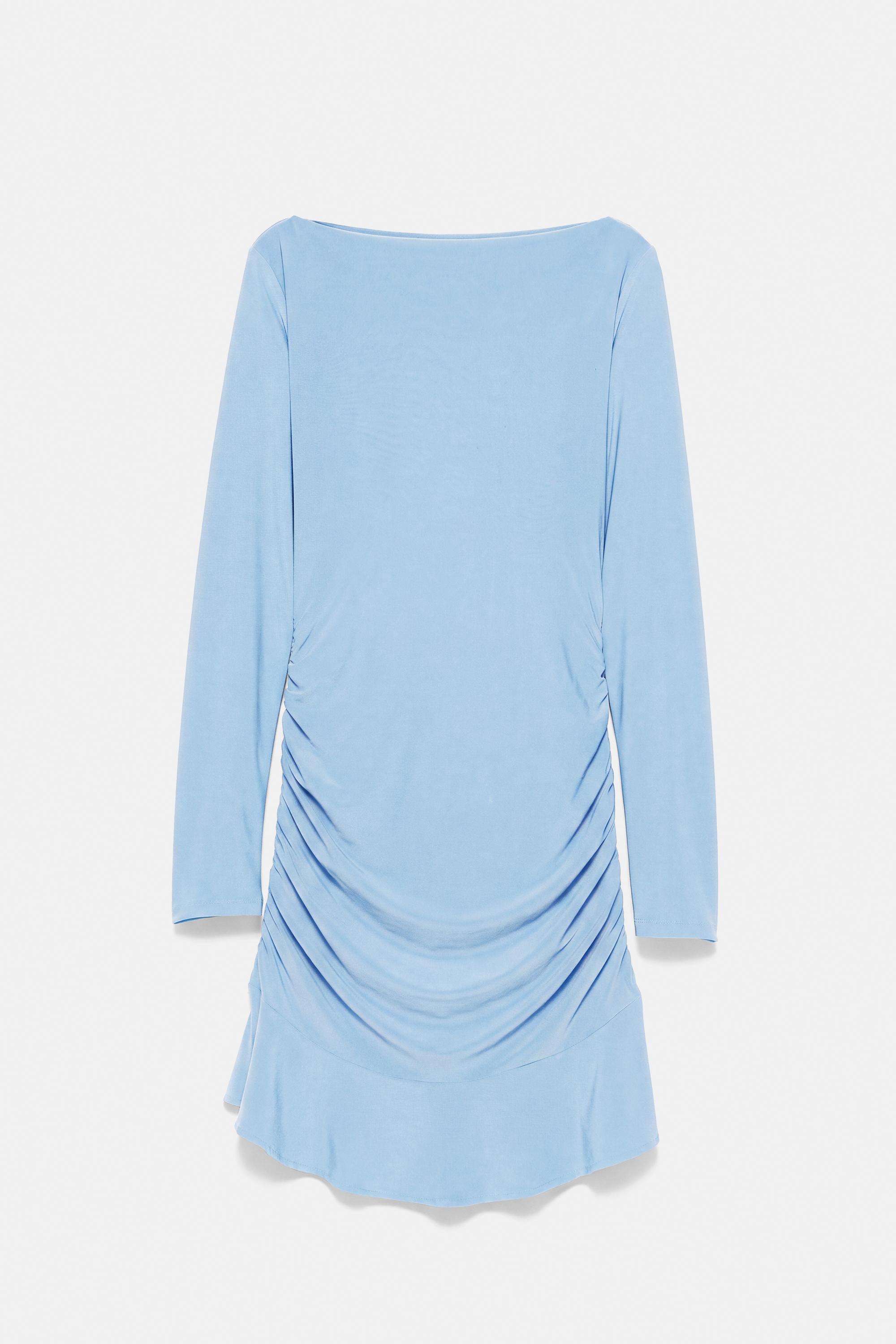 Gathered short dress — Pale blue