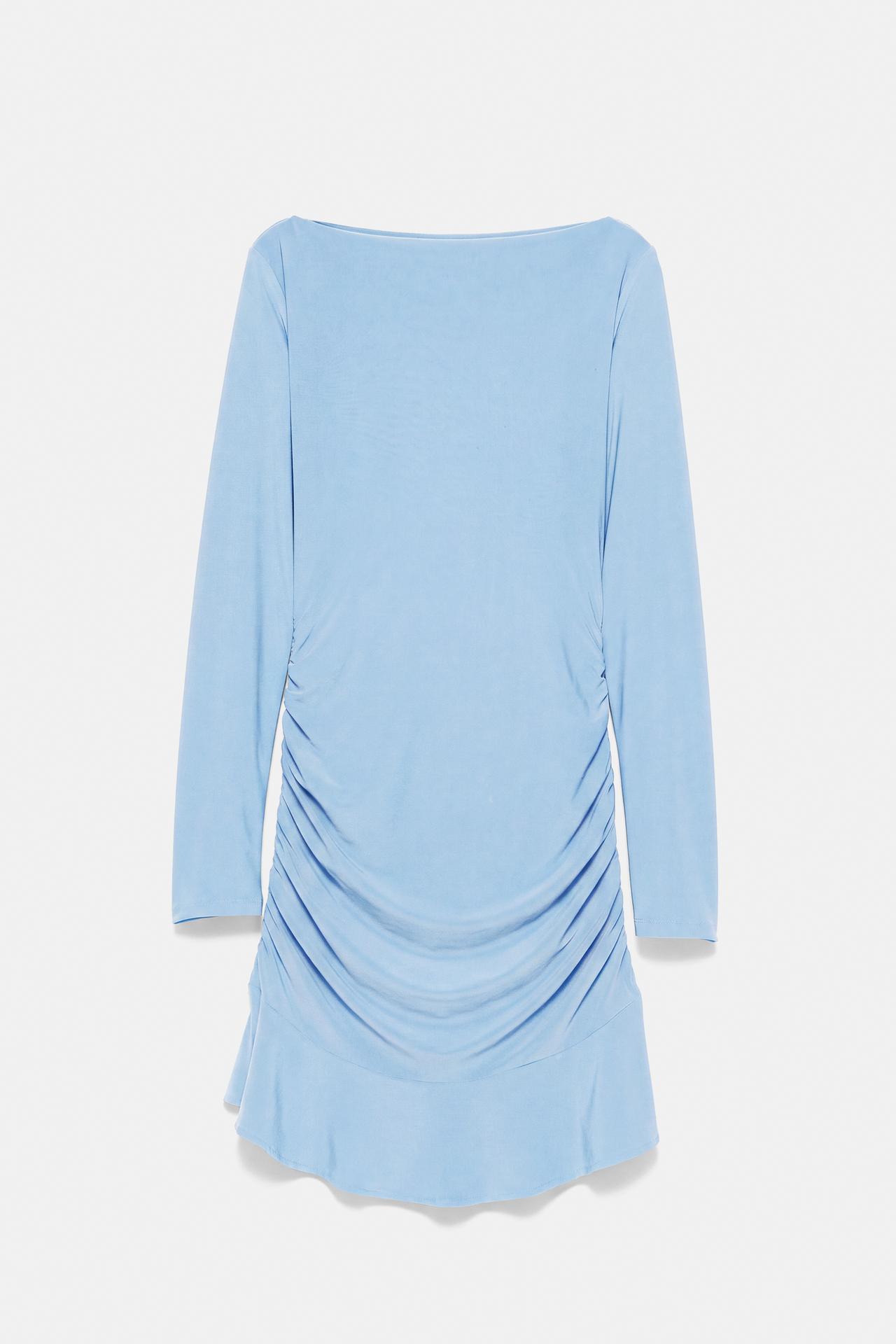 Gathered short dress — Pale blue