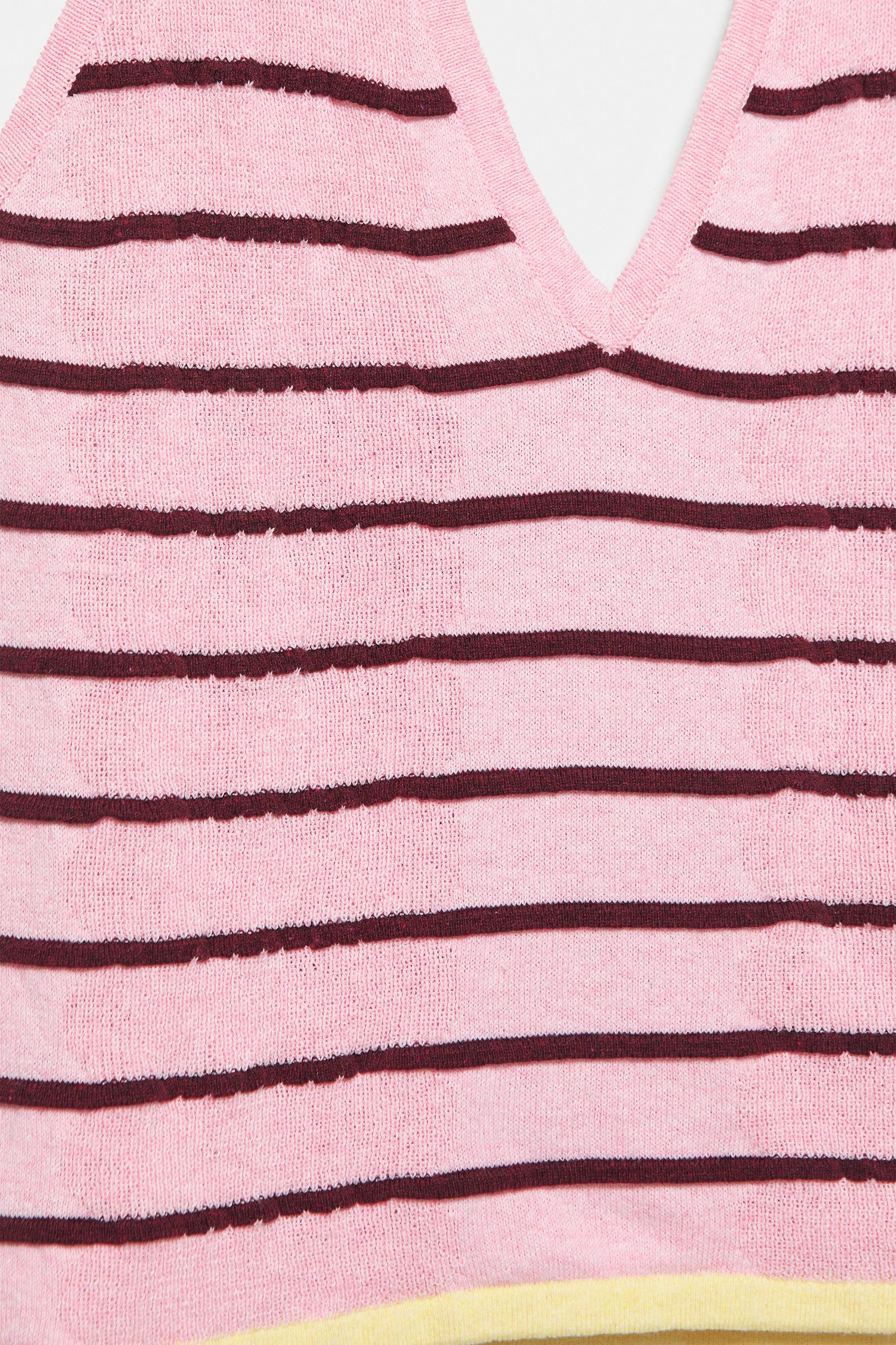 Striped knit halter top — Pink