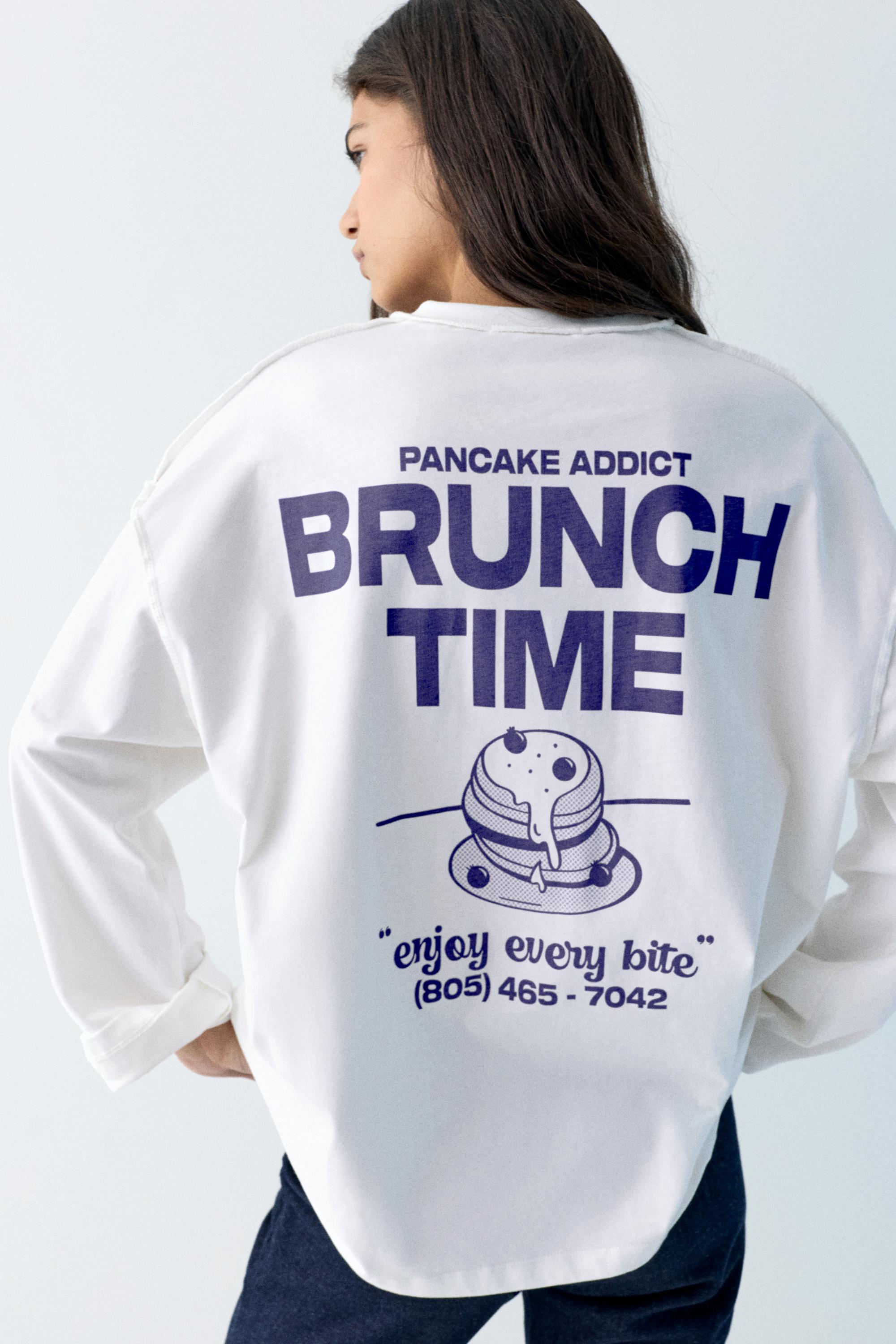 Pancake grafik baskılı t-shirt - Görsel 14