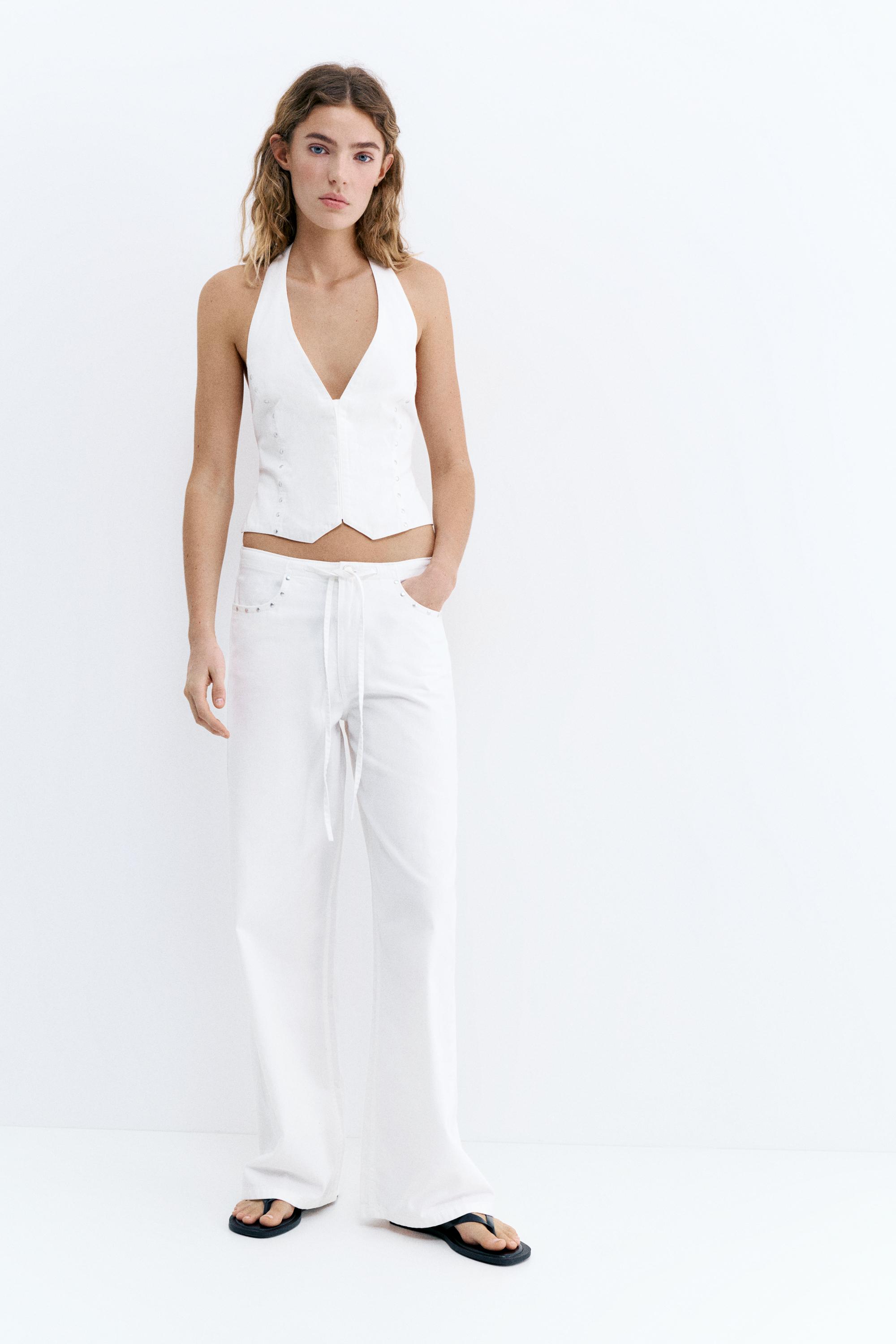 White studded halter top — White