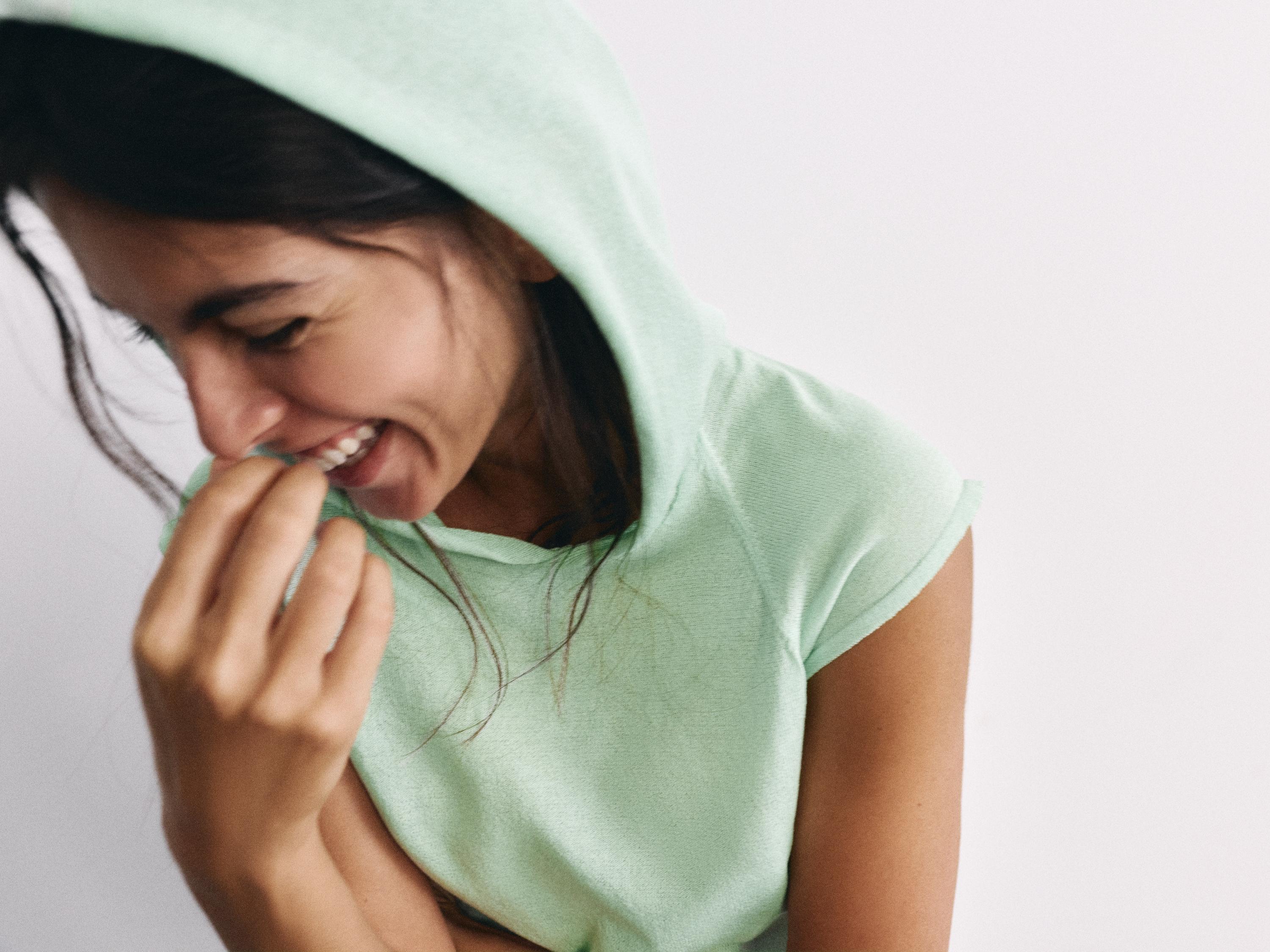 Fine knit hooded T-shirt — Mint