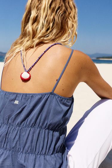 Seashell bead necklace — Red 2