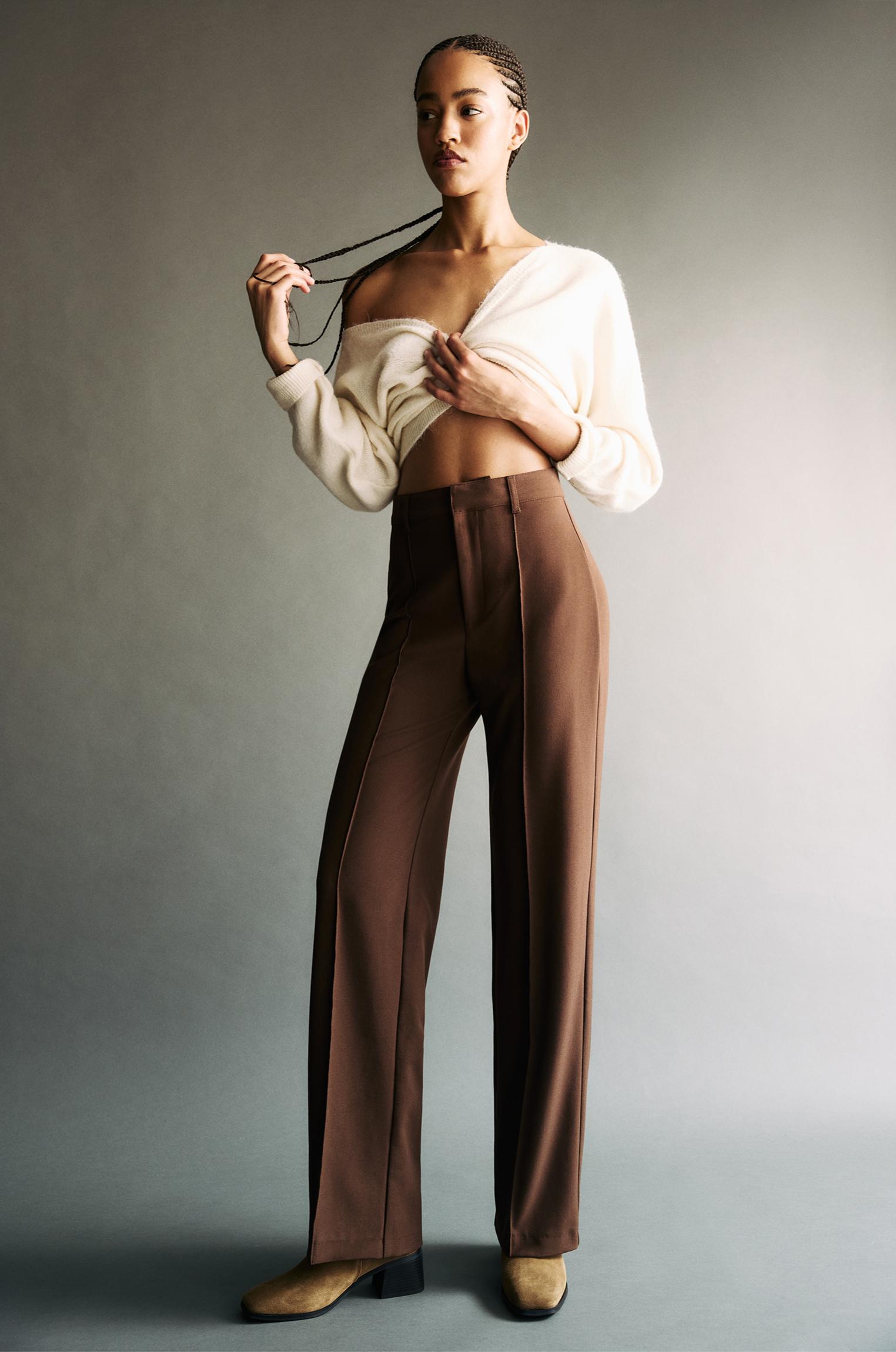 Smart trousers with seam detail — Brown