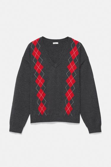 Diamond jumper with V-neck — Anthracite grey 6
