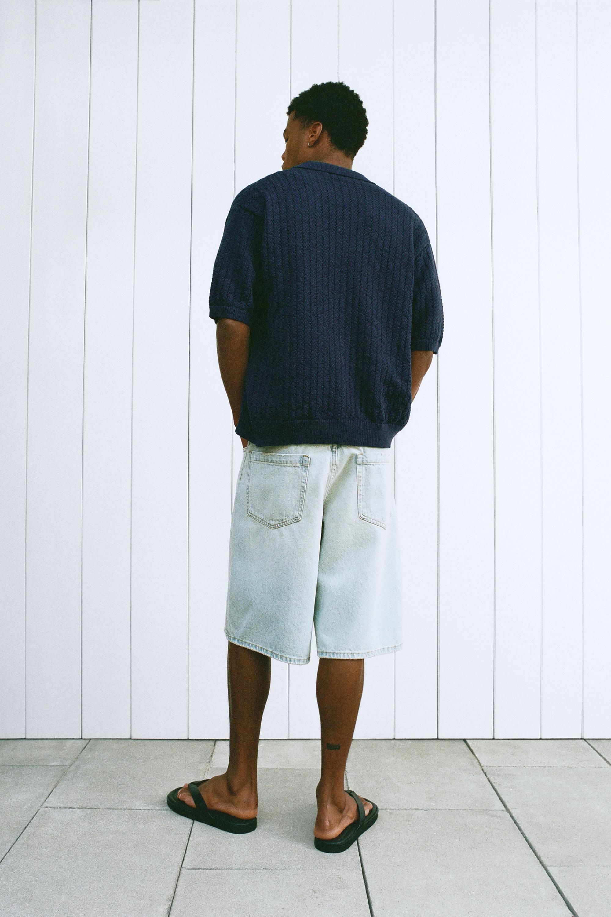 Cutwork knit shirt — Dark blue