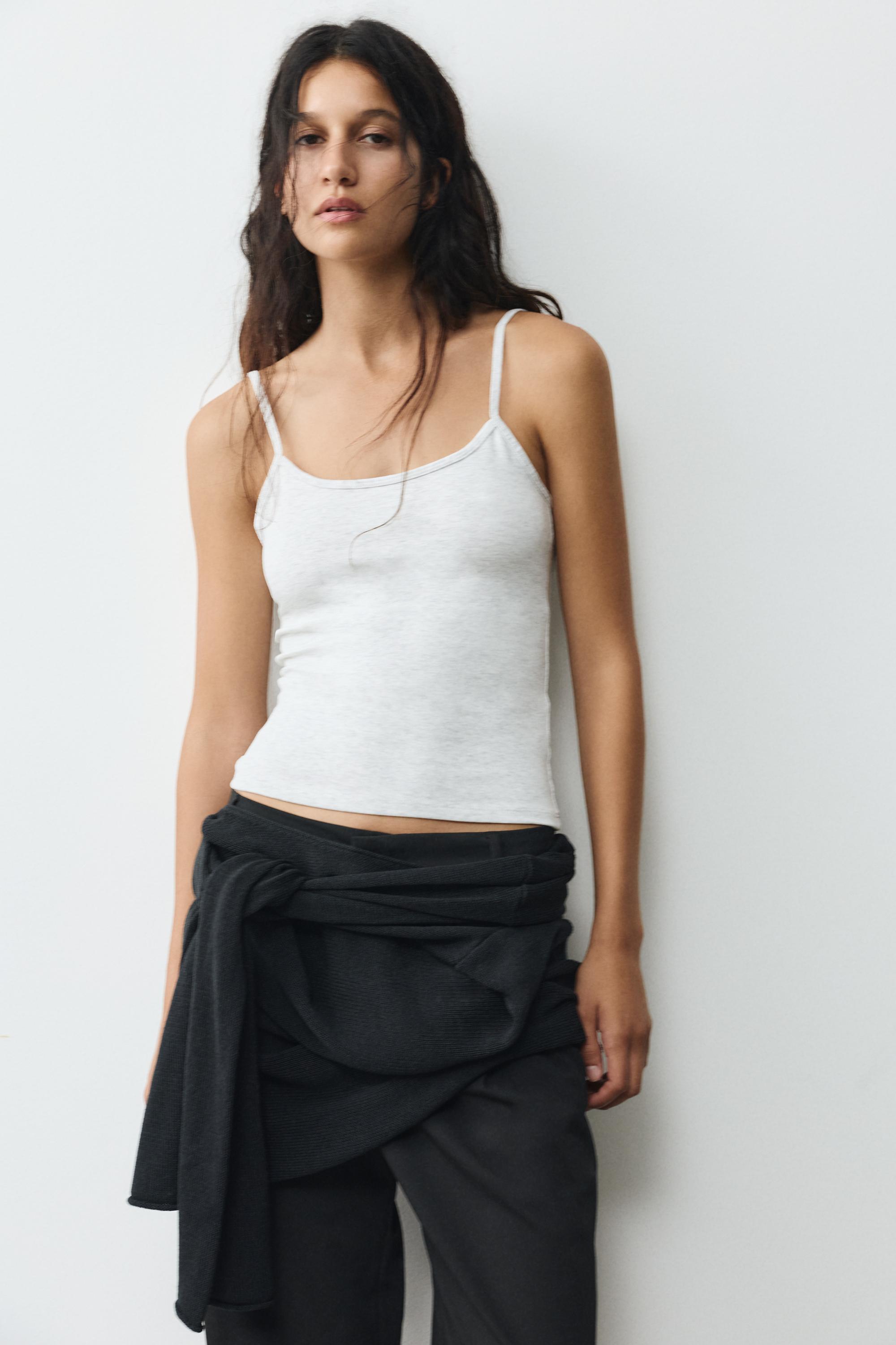 Thin strap top — Grey marl