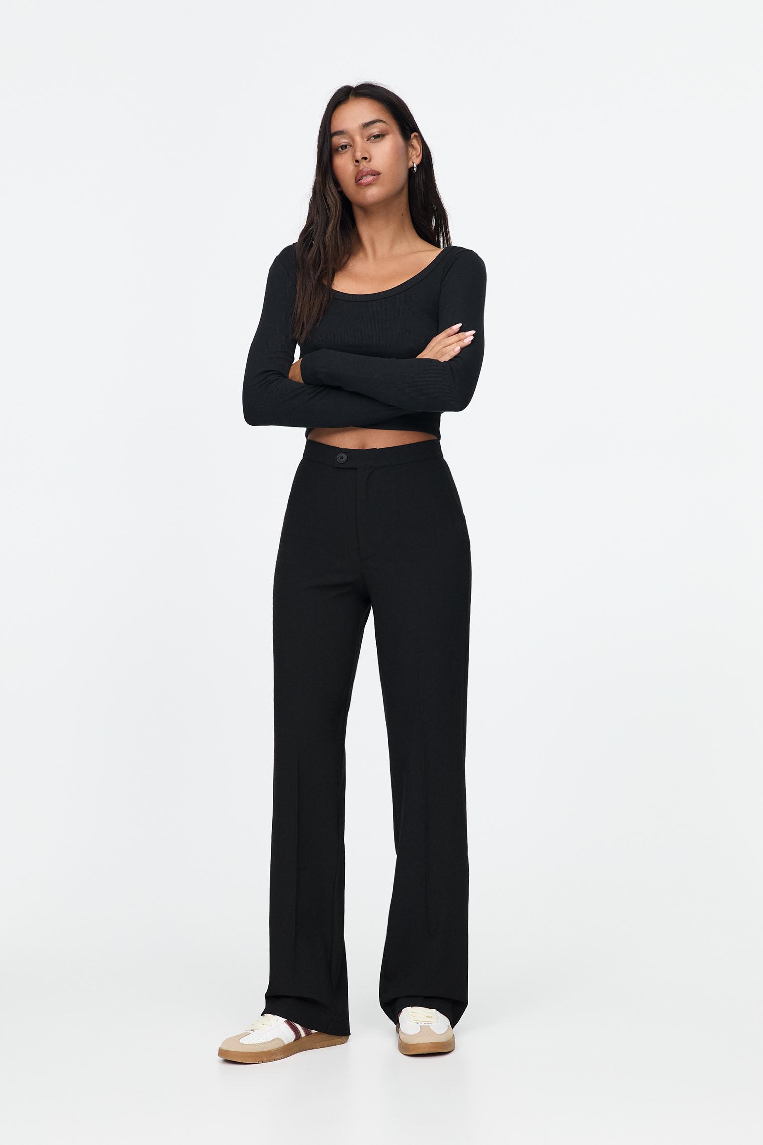 Straight-leg darted trousers — Black