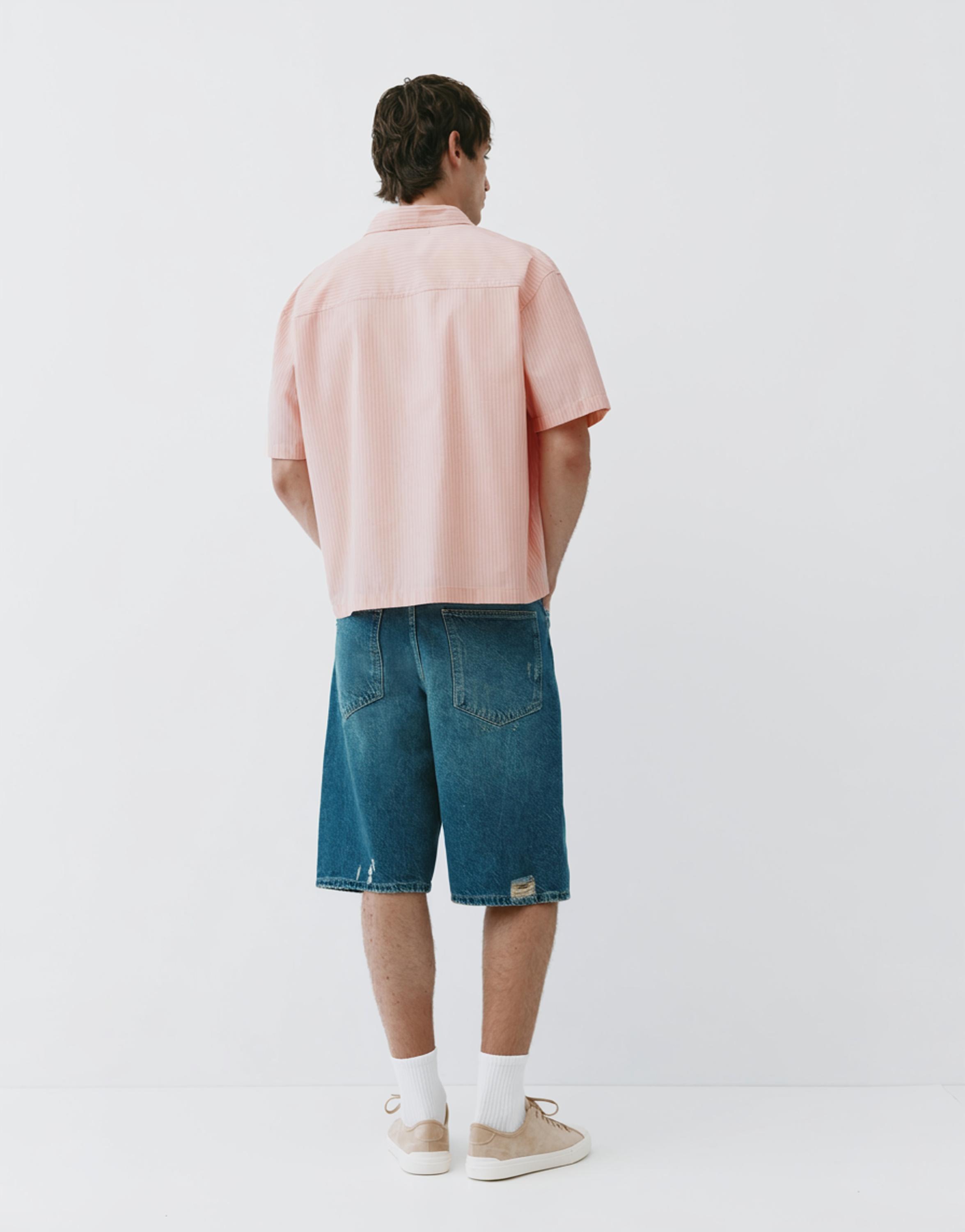 Peach striped graphic shirt — Chalk pink