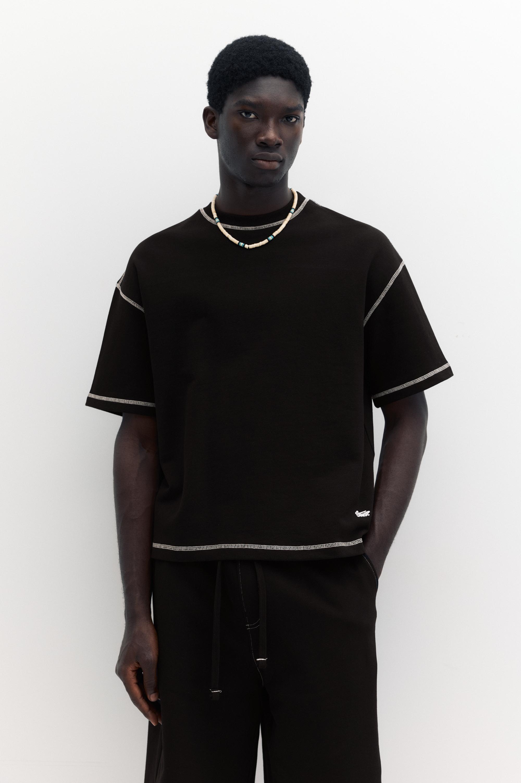 Short sleeve STWD seam sweatshirt — Black