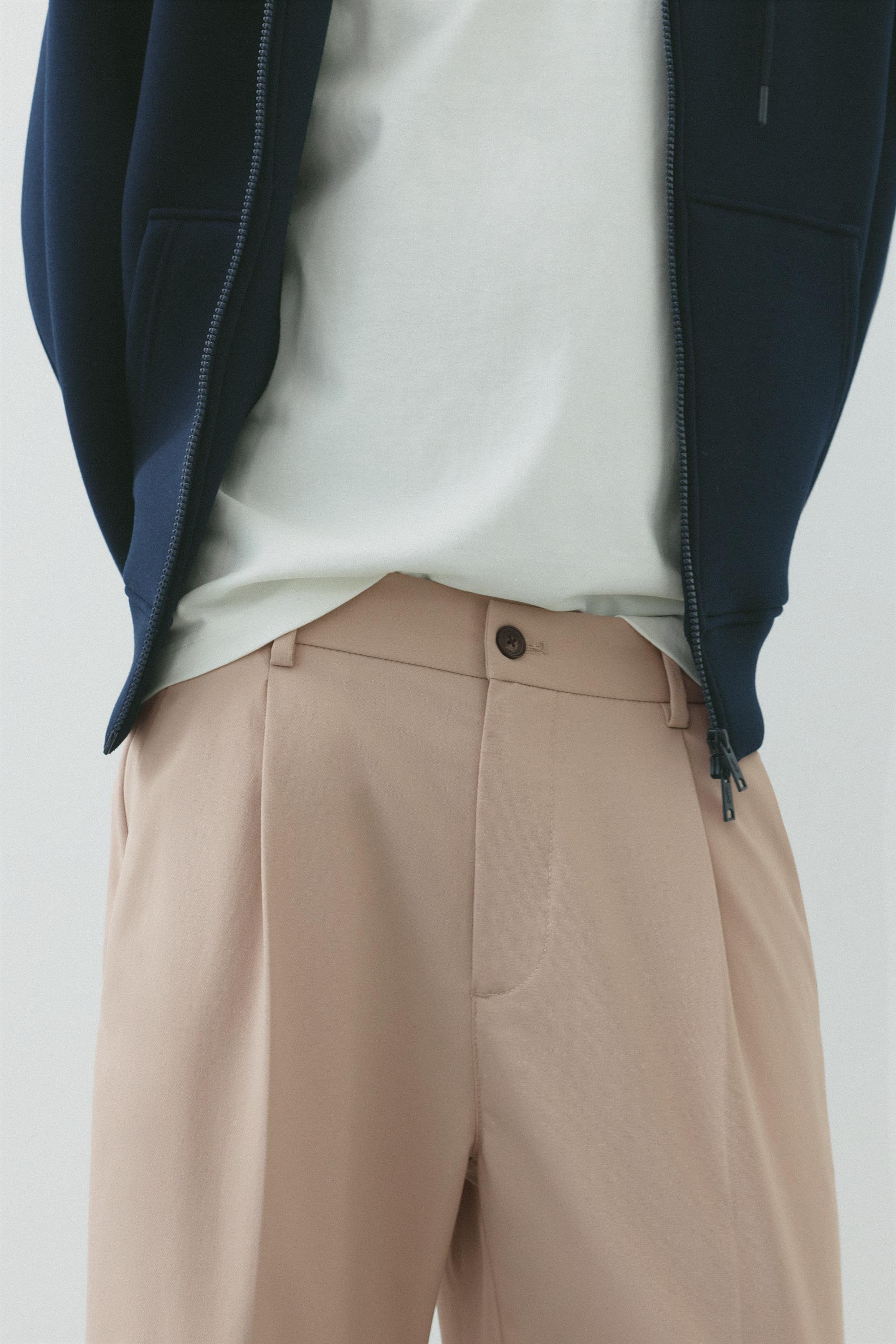Wide-leg tailored trousers — Ecru