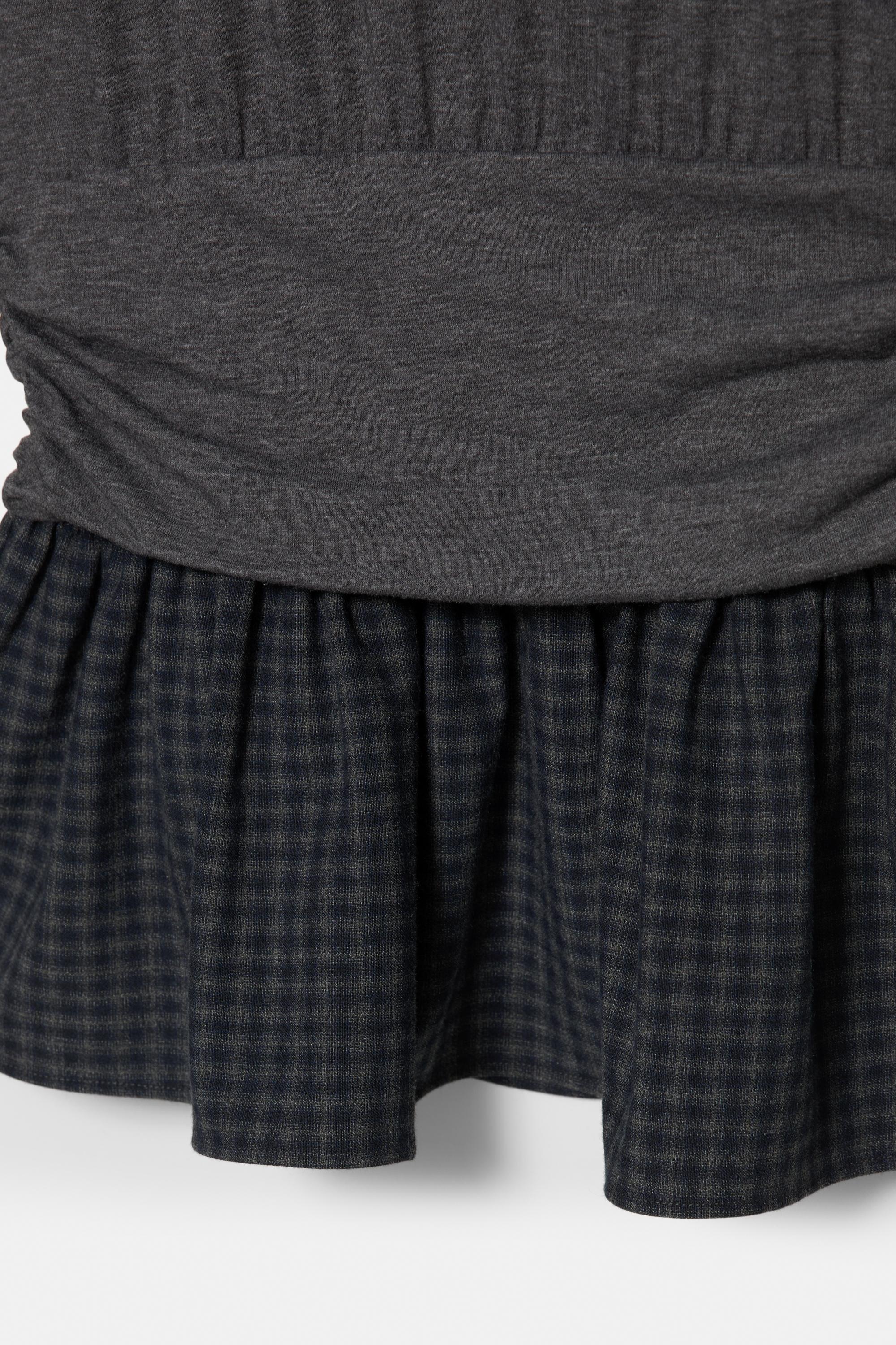 Combined check short dress — Dark grey