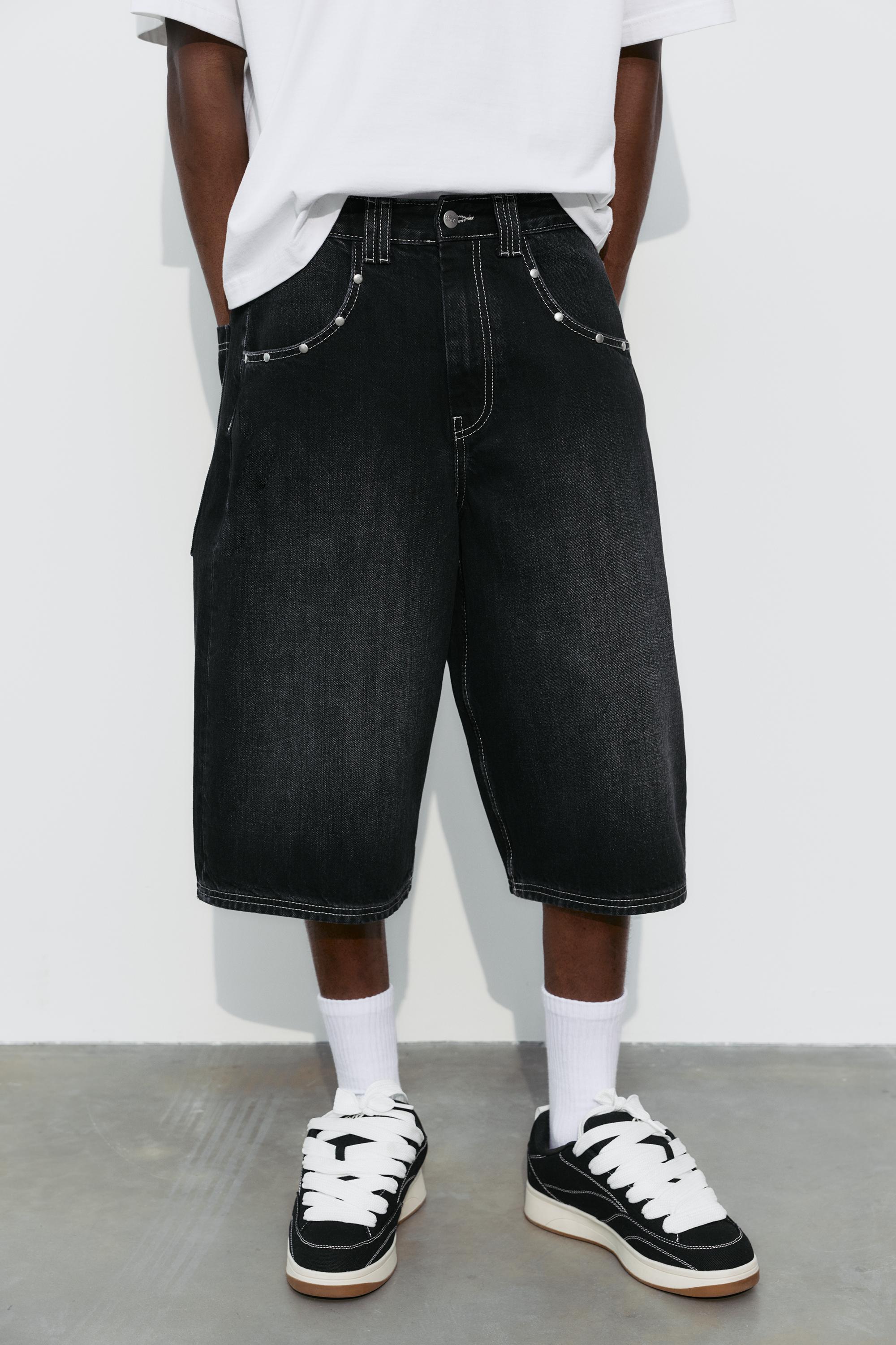 STWD studded jorts — Faded black