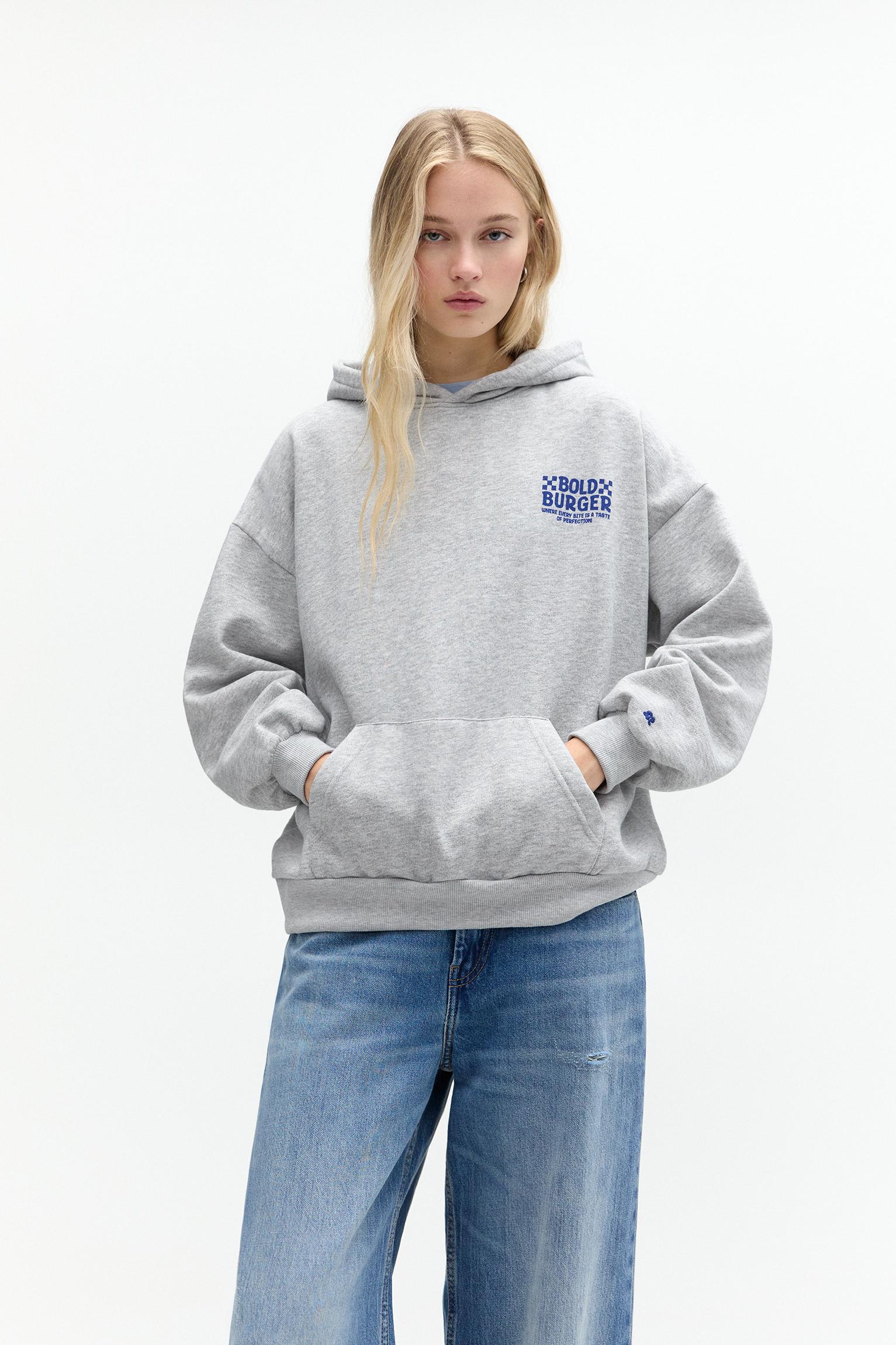 Pull and bear grey hoodie best sale