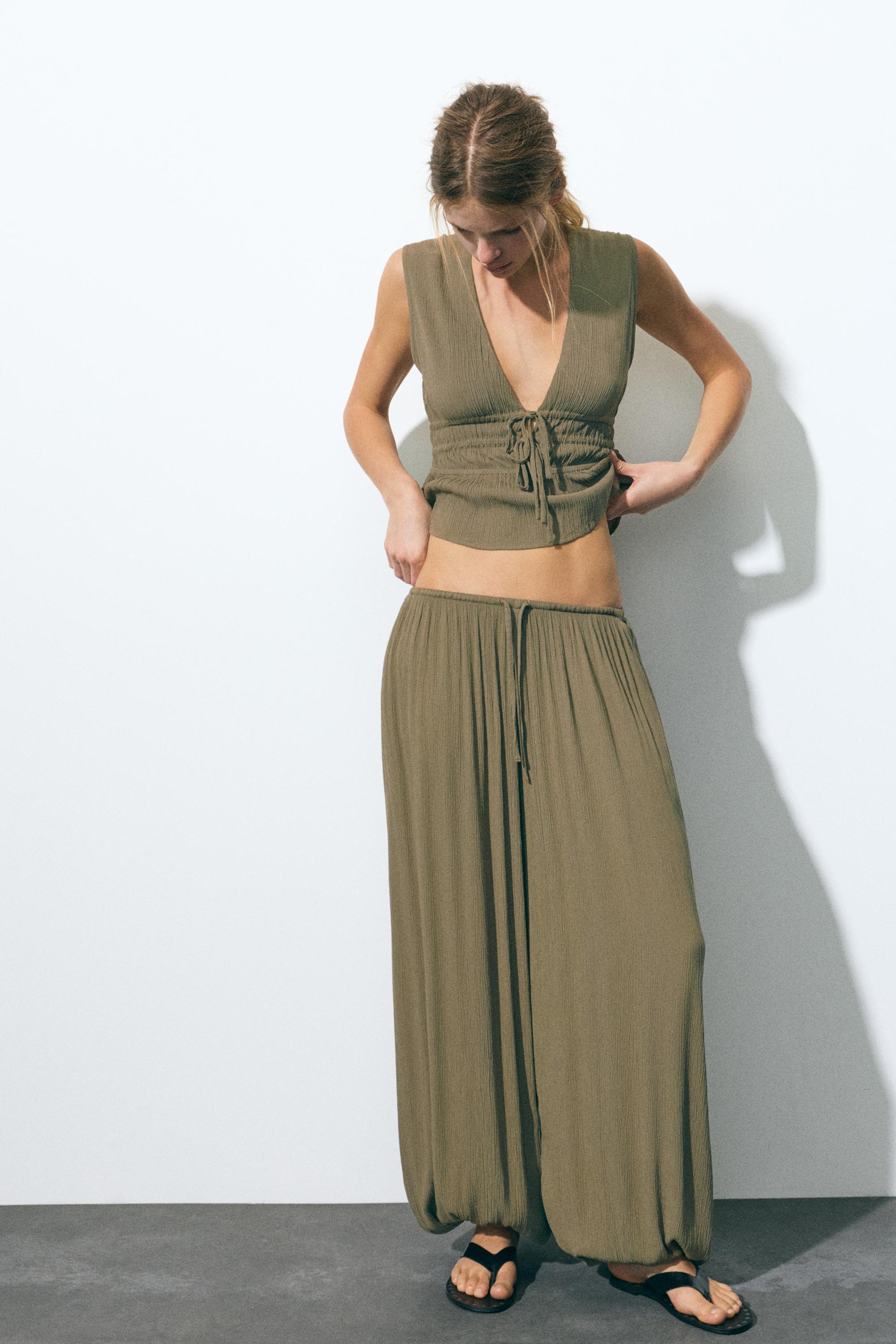 Crepe top with ties — Green
